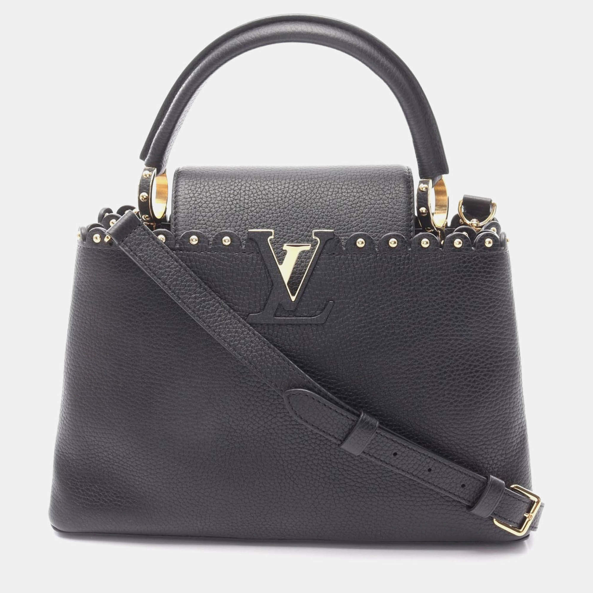 Pre Owned Louis Vuitton Capucine Pm Shoulder Handbag Taurillon Leather Black