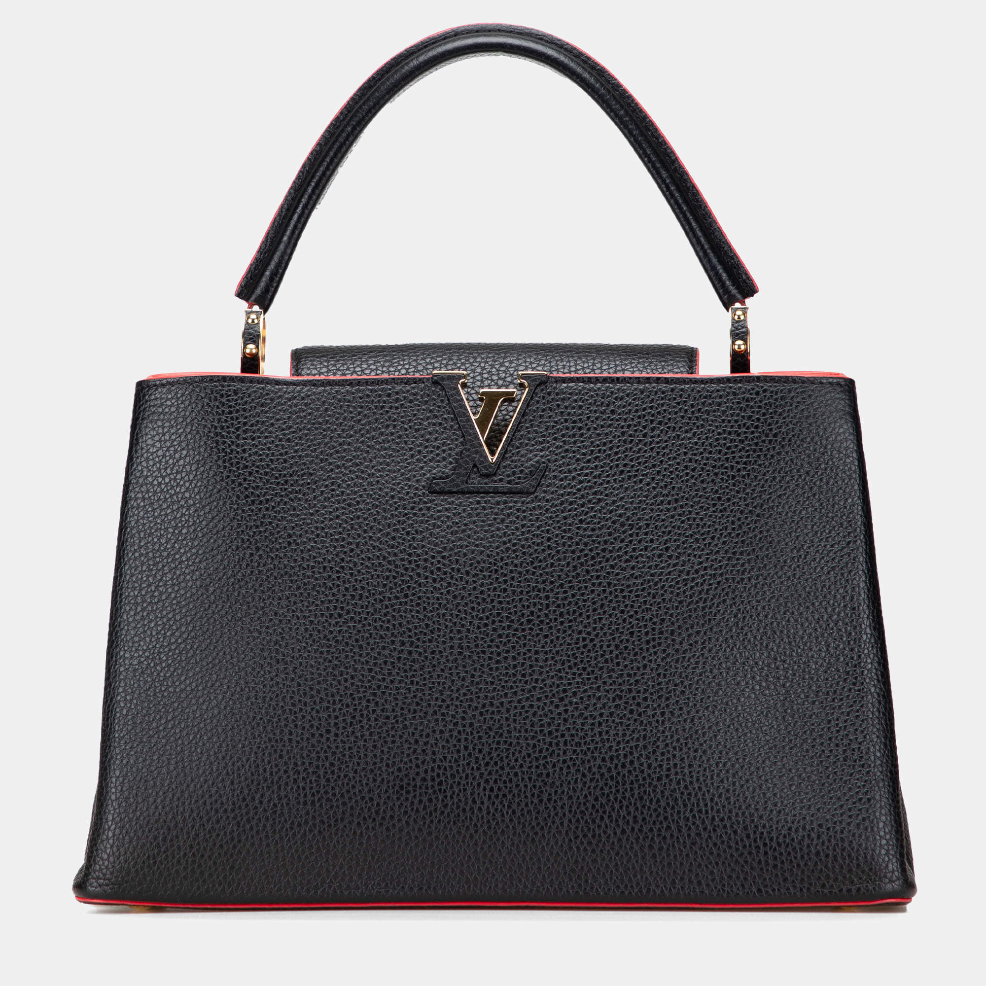 Pre Owned Louis Vuitton Black/Red Taurillon Capucines MM