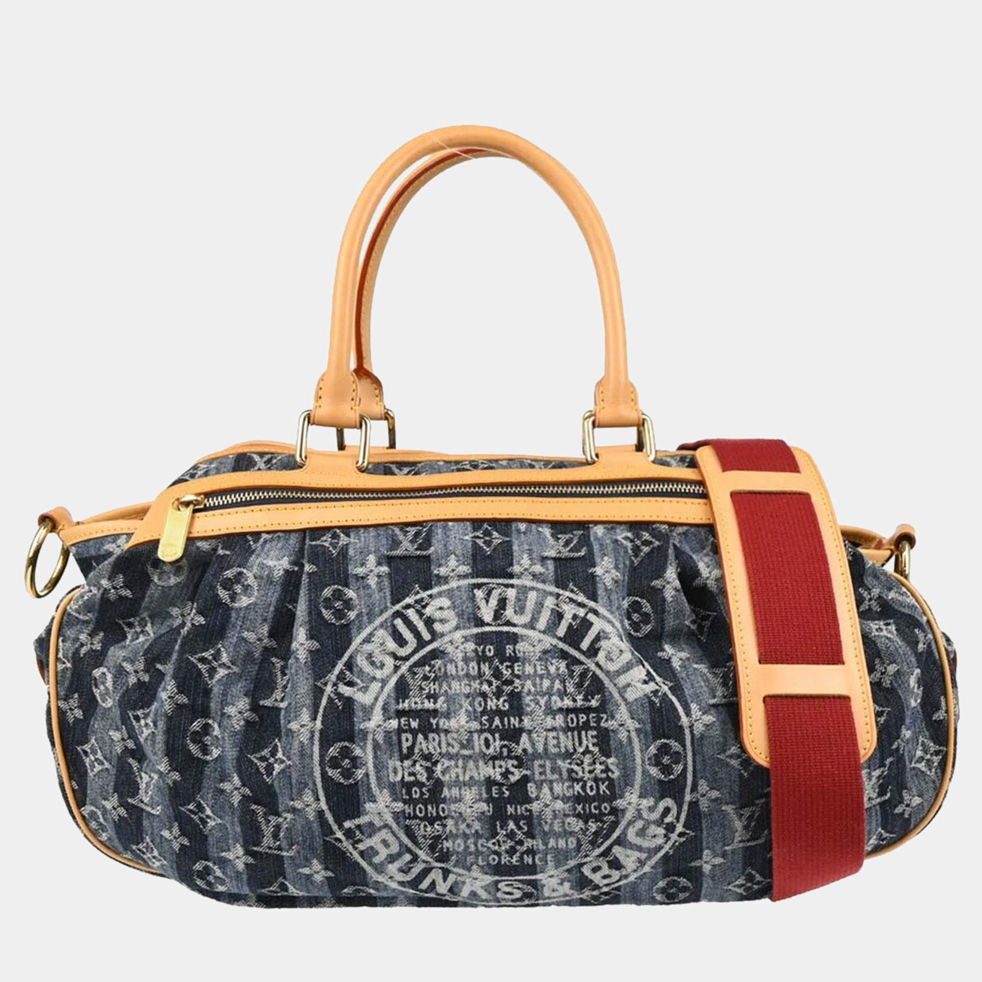 Pre Owned Louis Vuitton Blue Monogram Denim Cabas Raye GM 2way Tote