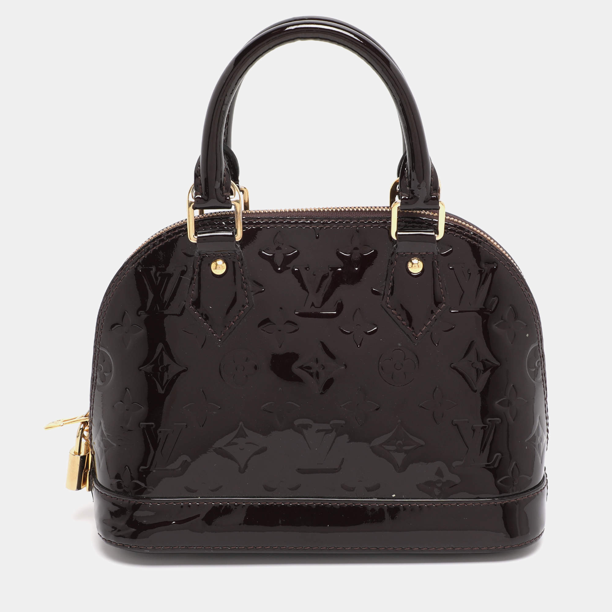 Pre Owned Louis Vuitton Amarante Monogram Vernis Alma BB Bag