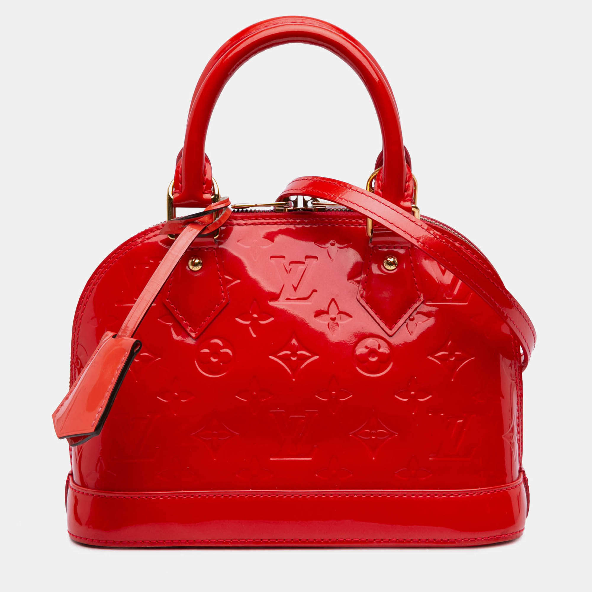 Pre Owned Louis Vuitton Red Monogram Vernis Alma BB