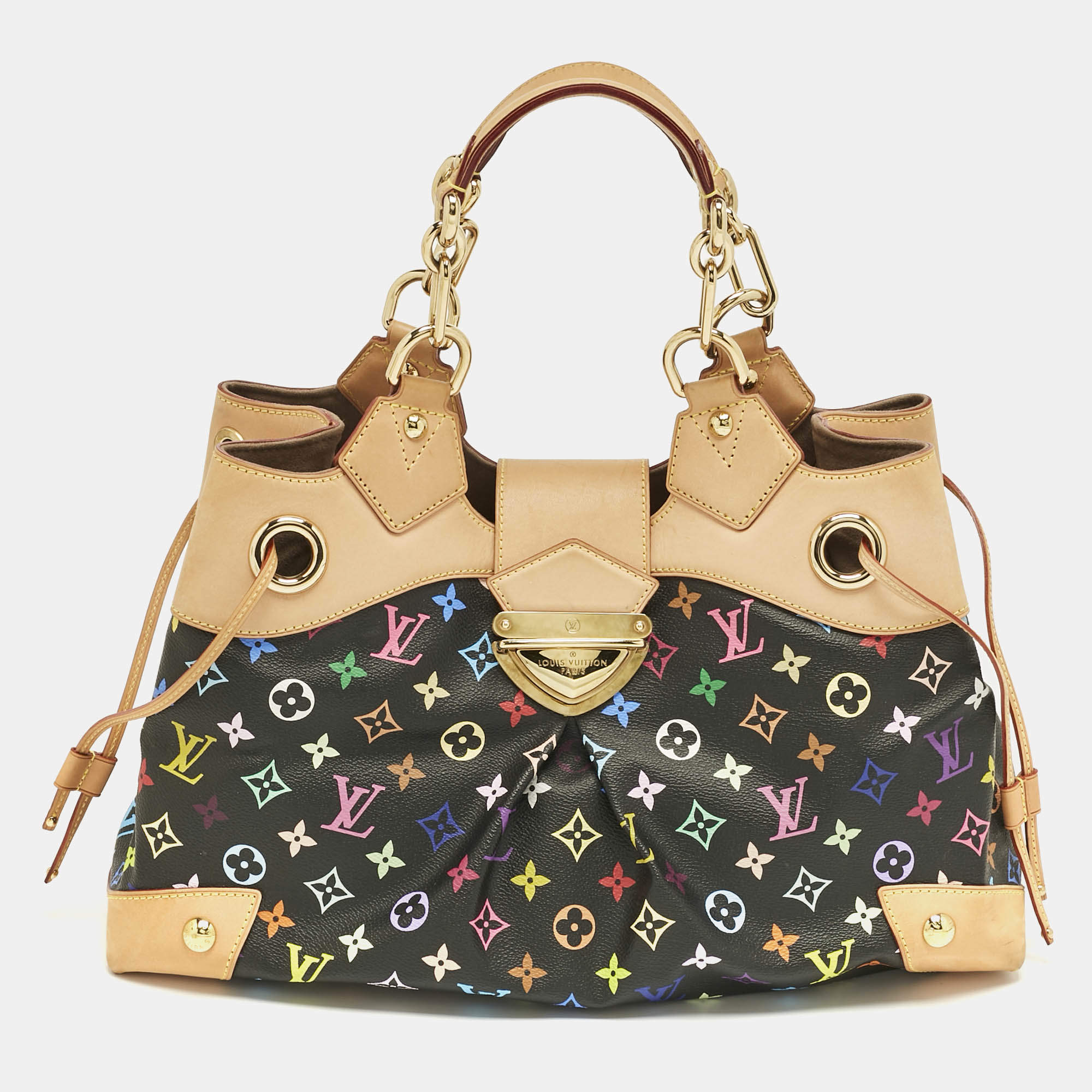 Pre Owned Louis Vuitton Black Monogram Multicolor Canvas Ursula Bag