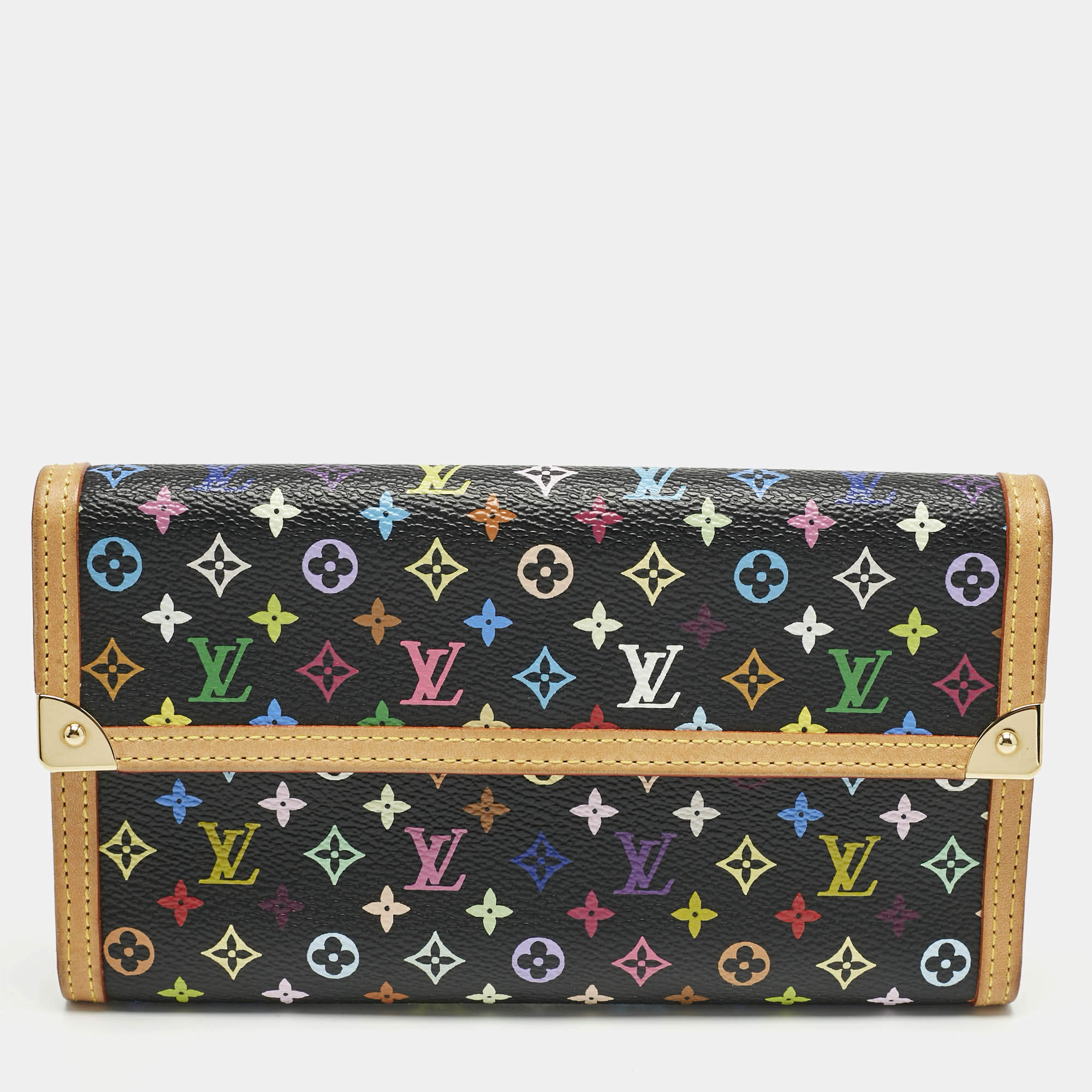 Pre Owned Louis Vuitton Black Monogram Multicolore Canvas Porte Tresor International Wallet