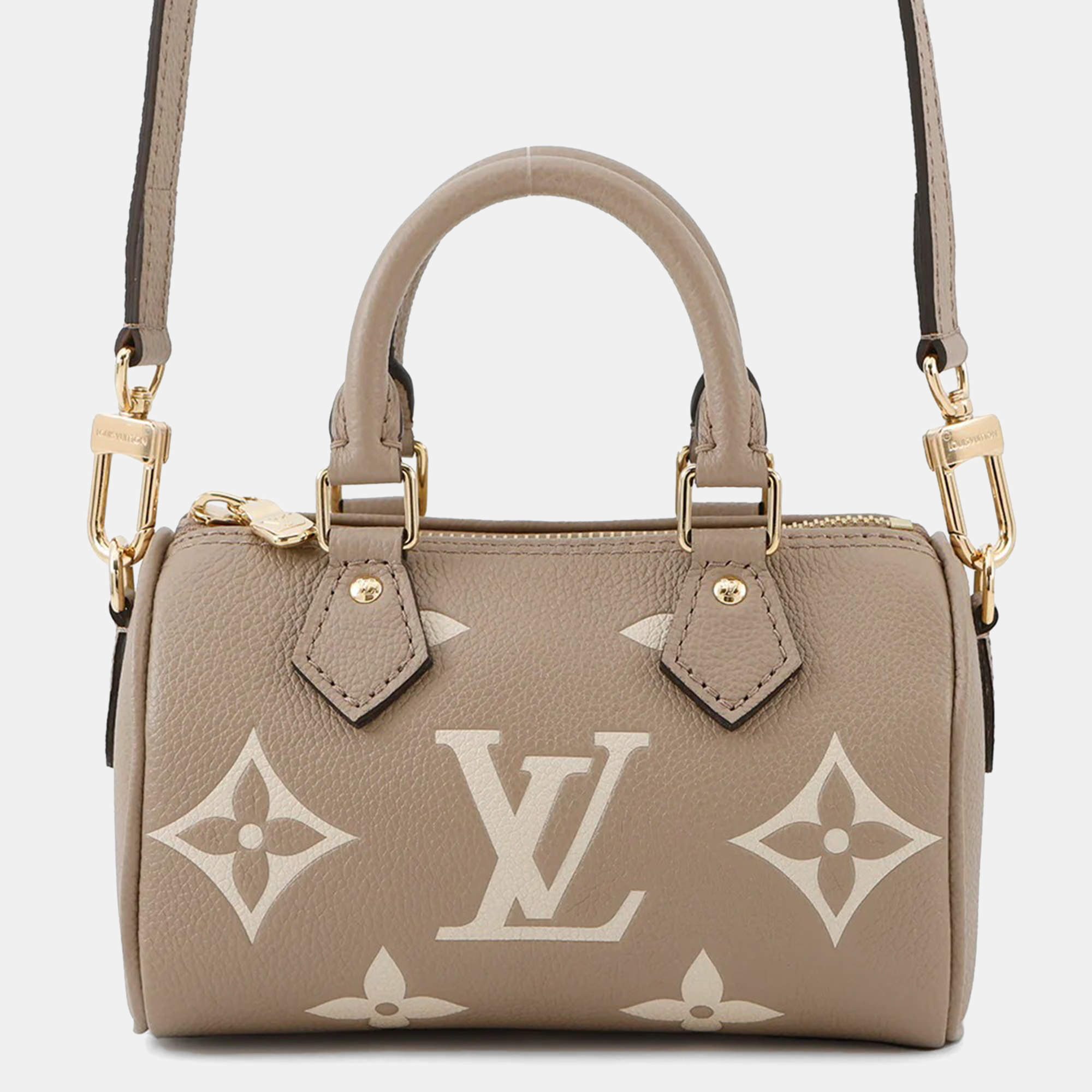Pre Owned Louis Vuitton Nano Speedy Tourterellegray Monogram Empreinte Leather Size Nano