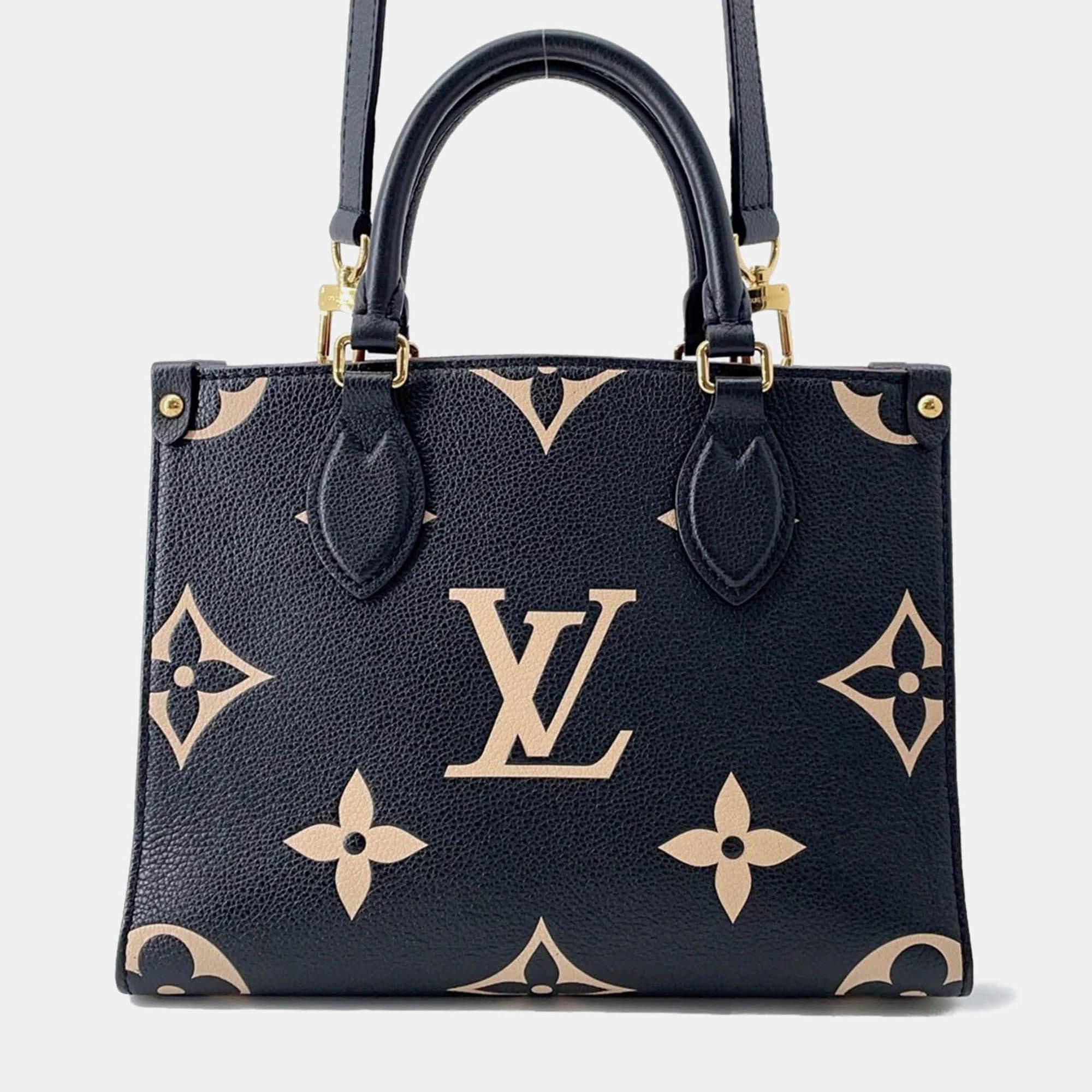 Pre Owned Louis Vuitton Onthego Noir/Beige Bicolor Monogram Empreinte Leather Size Pm