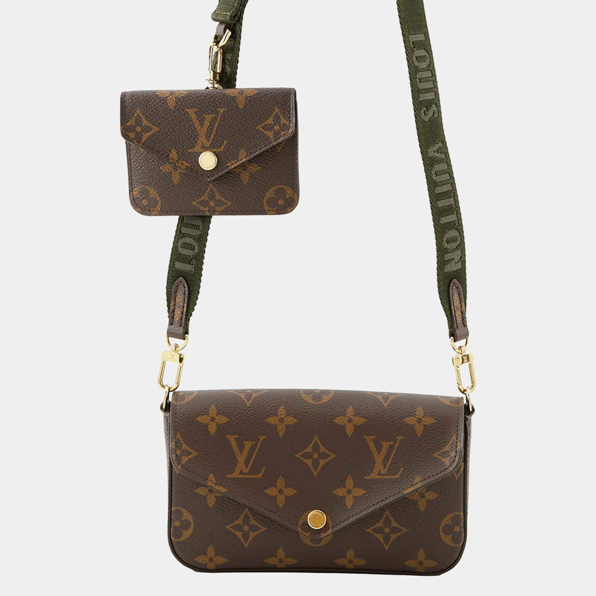 Pre Owned Louis Vuitton Multiie Pochette Green Monogram