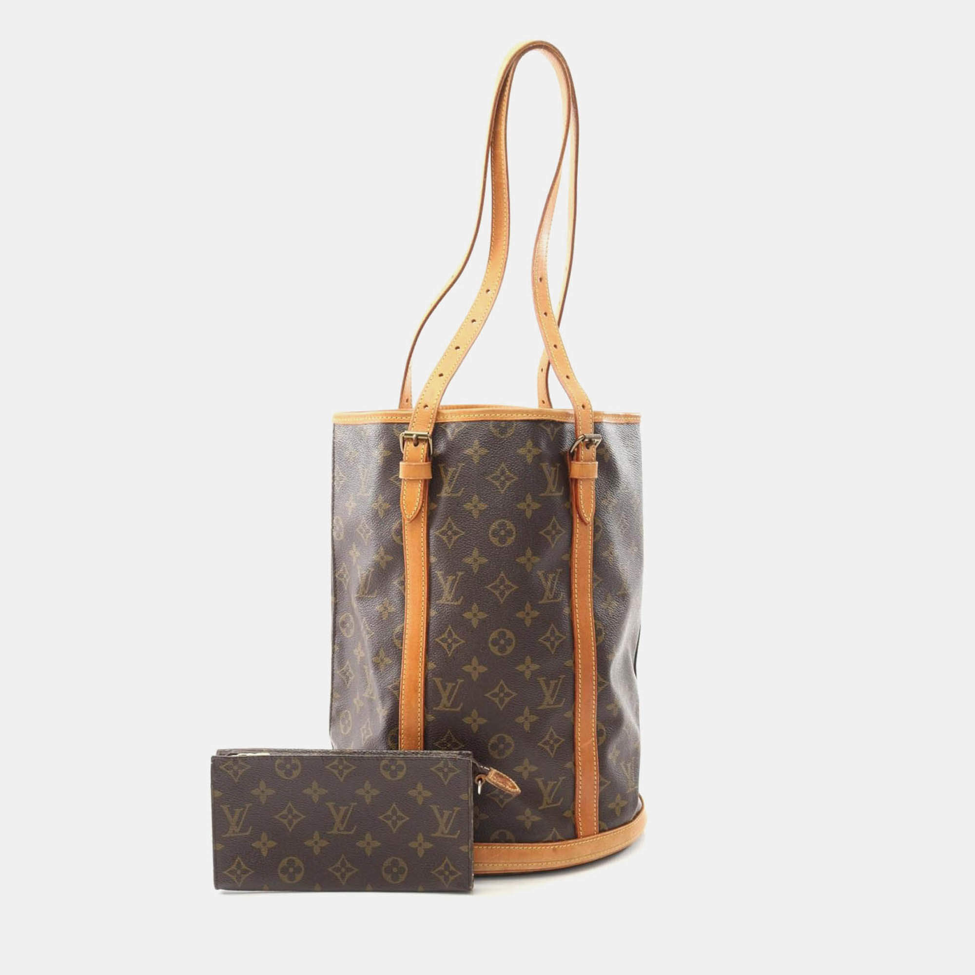 Pre Owned Louis Vuitton Bucket GM Shoulder Bag Monogram Canvas Brown