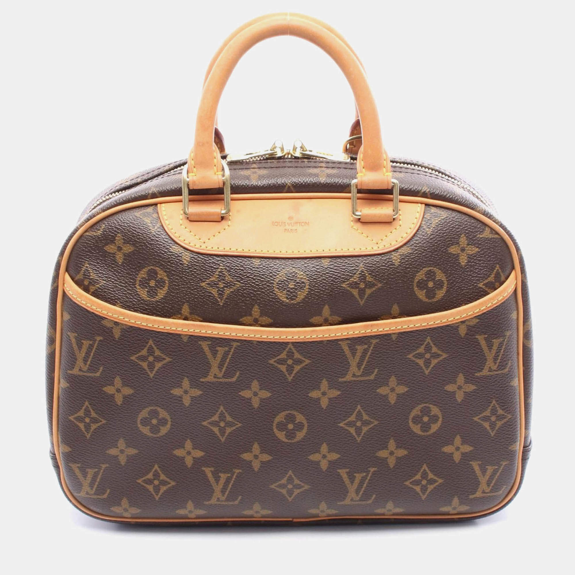 Pre Owned Louis Vuitton Trouville Brown Monogram Canvas Leather Handbag