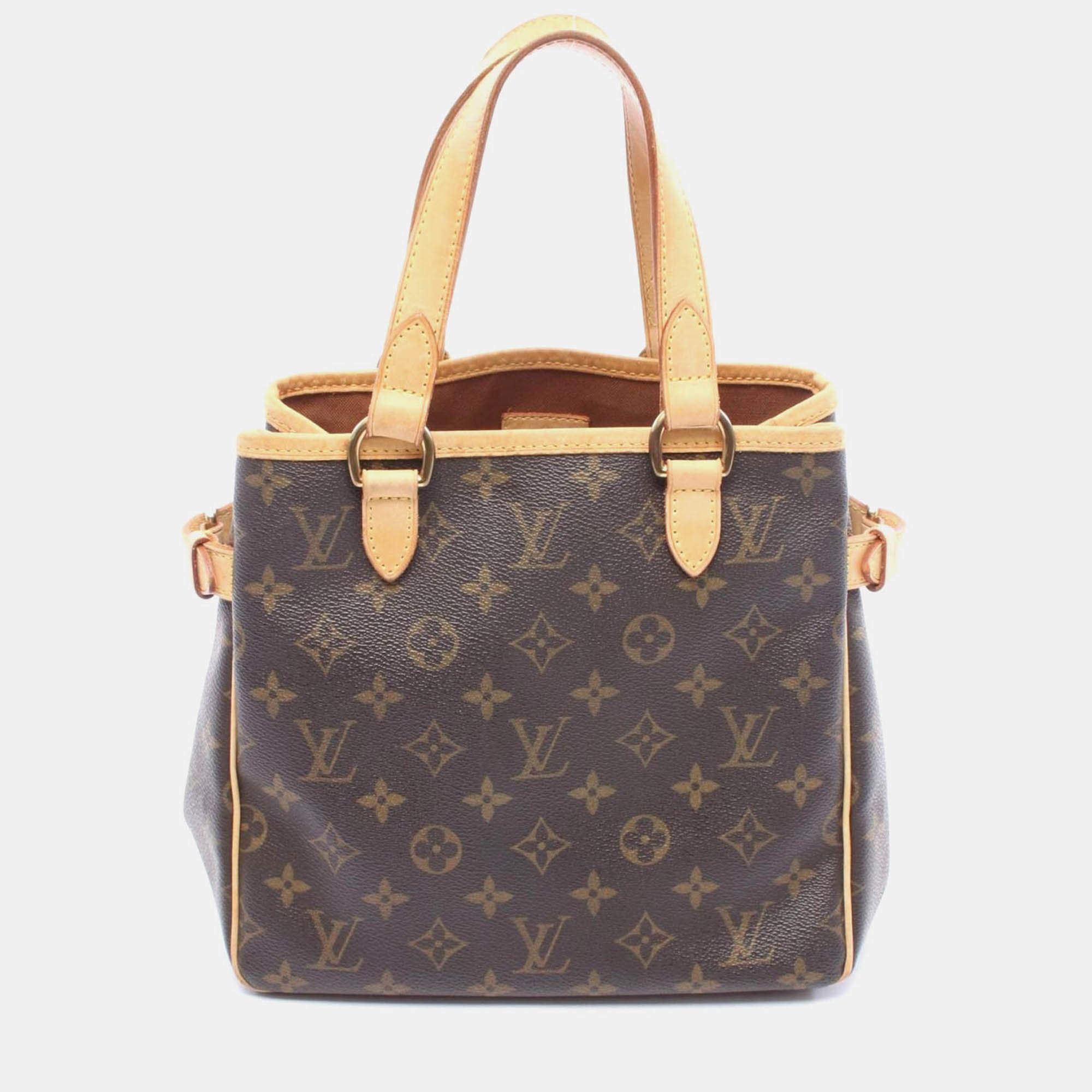 Pre Owned Louis Vuitton Batignolles Brown Monogram Canvas Leather Handbag