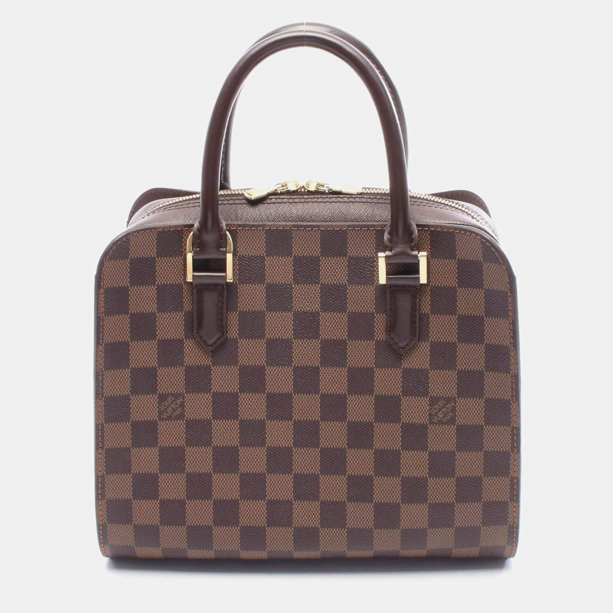 Pre Owned Louis Vuitton Triana Brown Damier Ebene Canvas Top Handle Bag