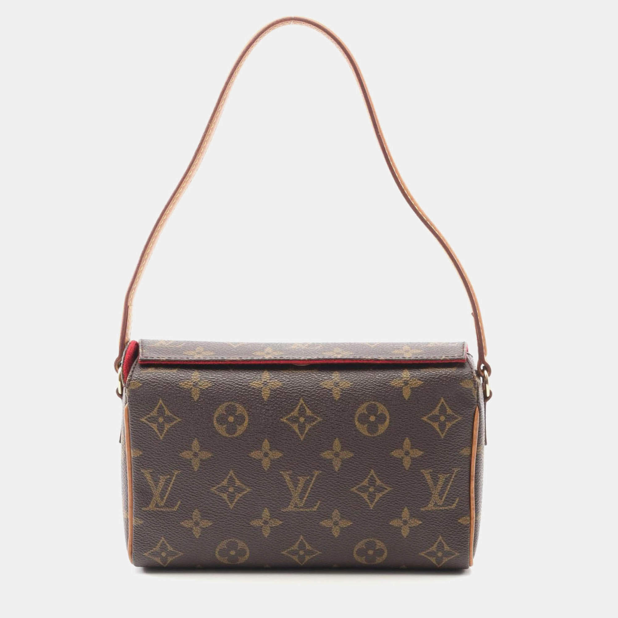 Pre Owned Louis Vuitton Recital Brown Monogram Canvas Leather Handbag