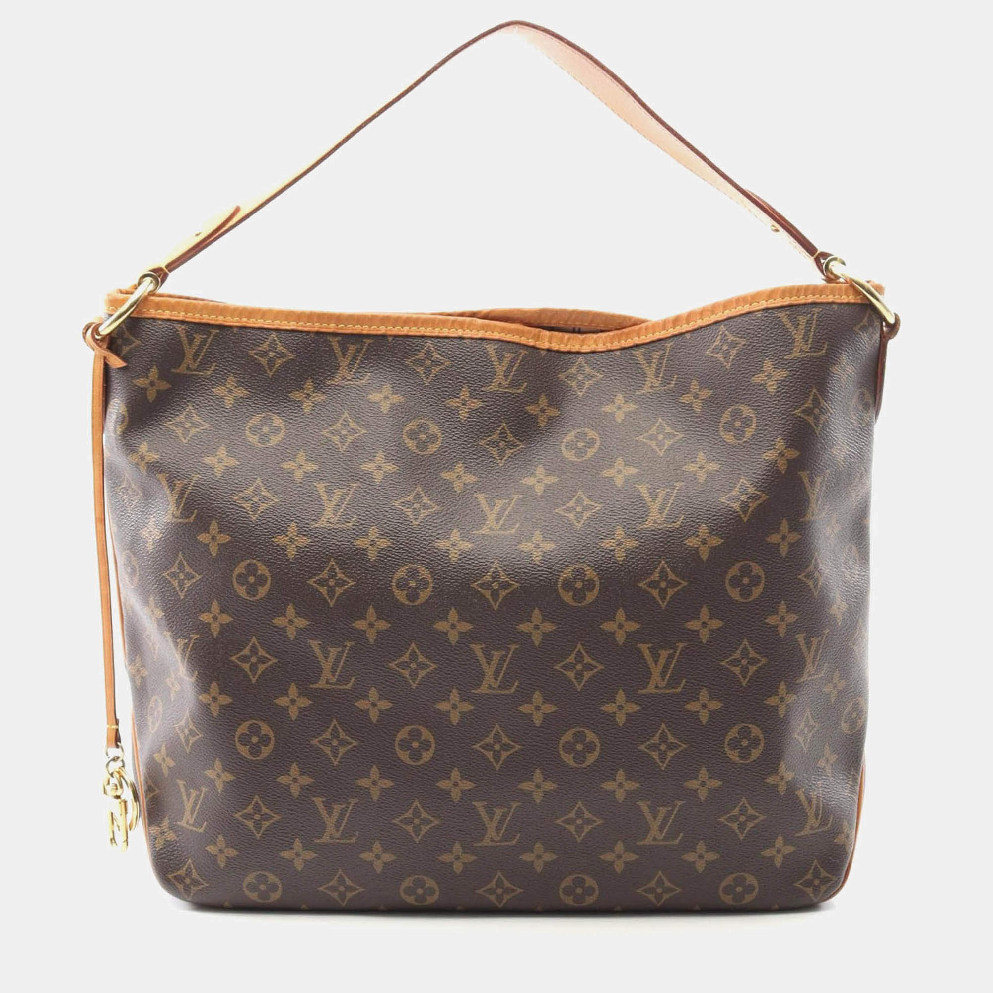 Pre Owned Louis Vuitton Delightful Brown Monogram Canvas Leather MM Shoulder Bag 