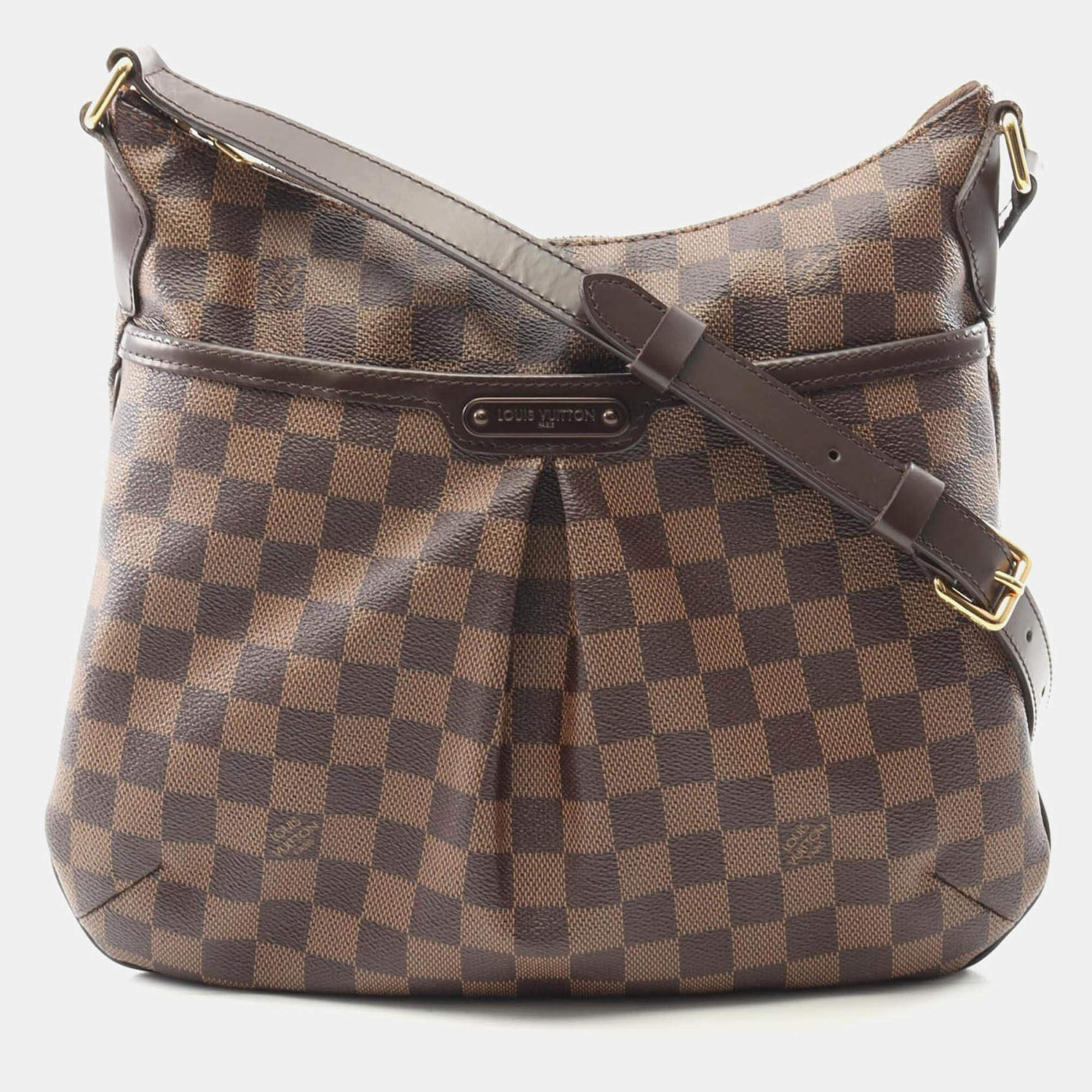 Pre Owned Louis Vuitton Bloomsbury Pm Shoulder Bag Damier Canvas Leather Ebene