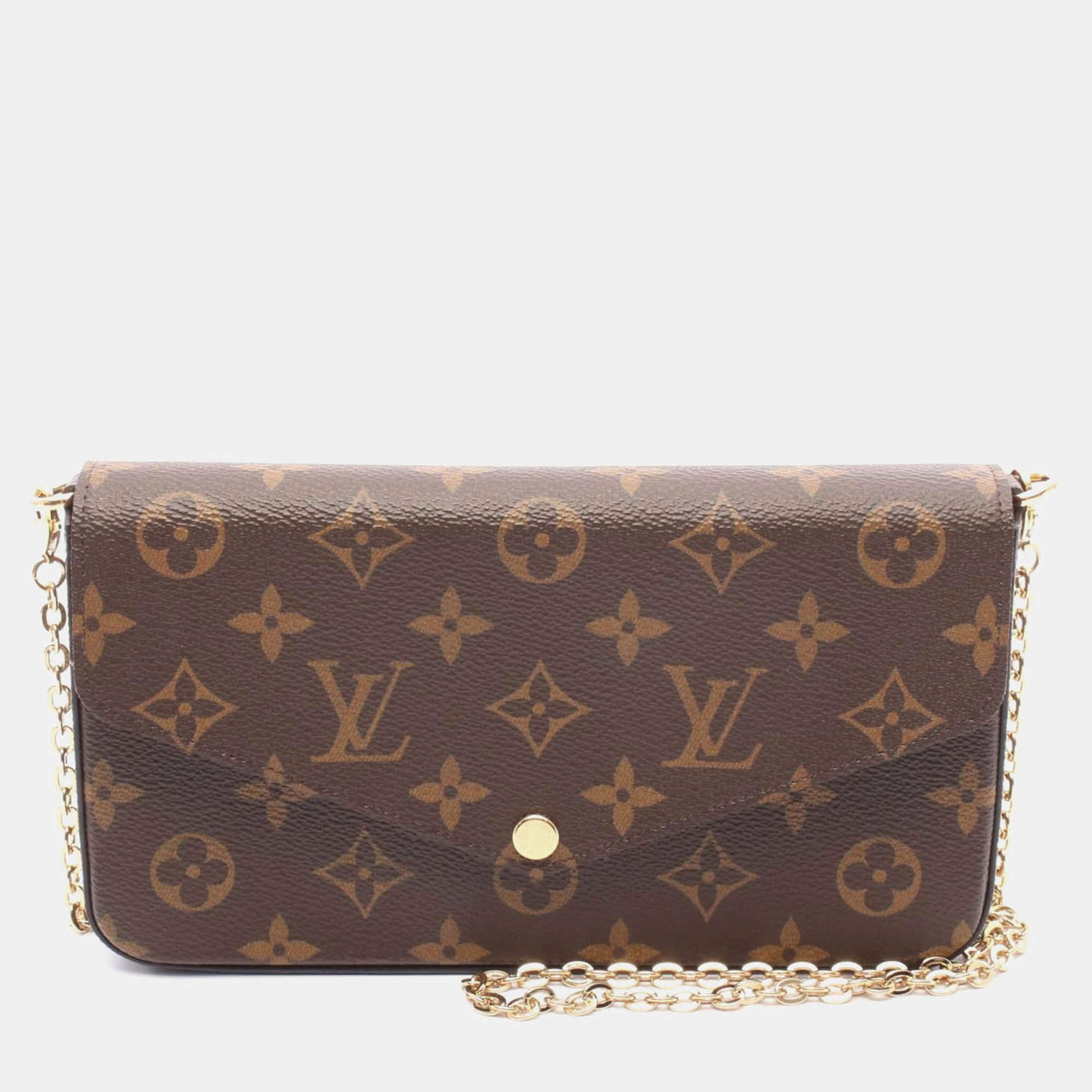 Pre Owned Louis Vuitton Pochette Felicie Chain Shoulder Bag Monogram Fuschia