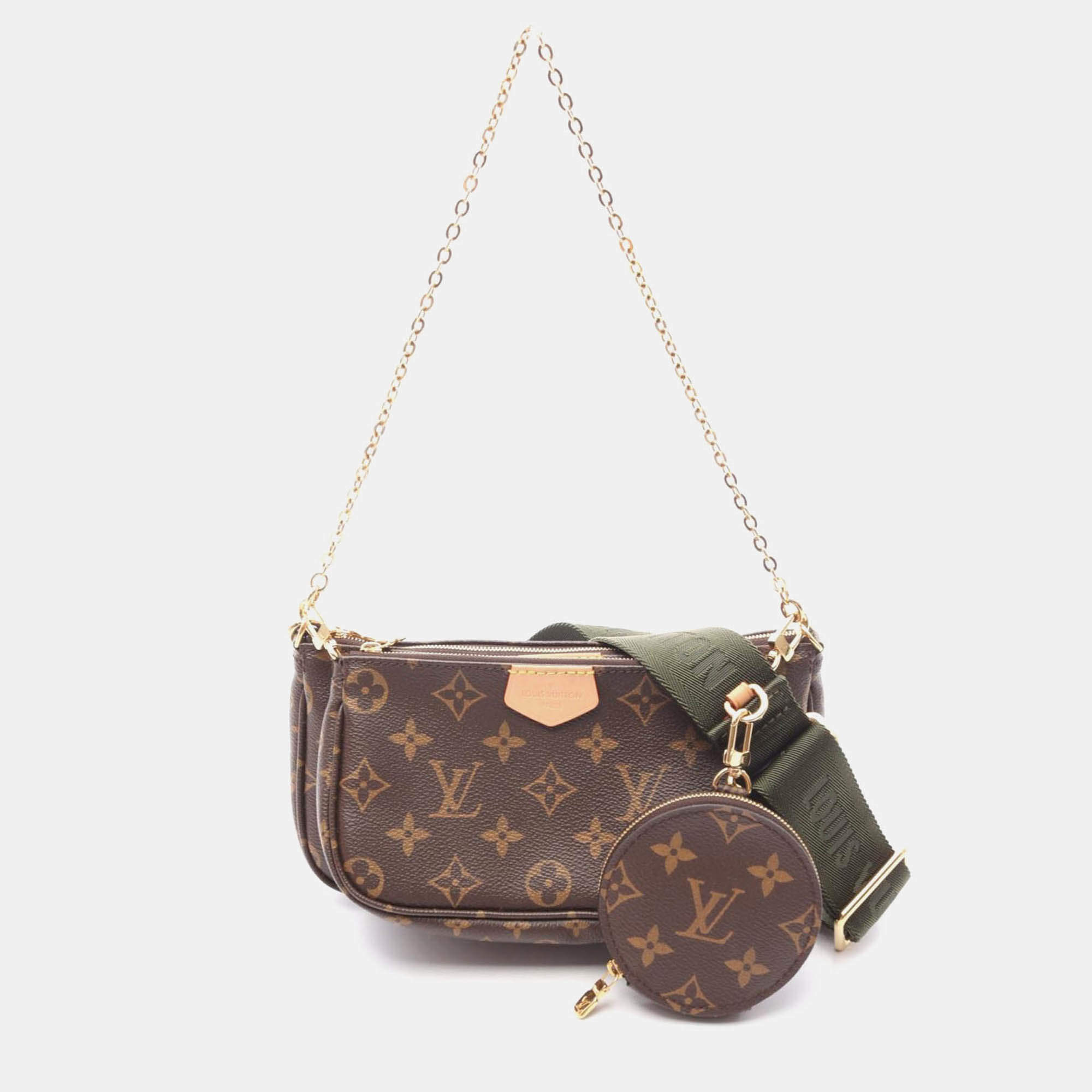 Pre Owned Louis Vuitton Multi Pochette Accessoires Shoulder Bag Monogram Khaki