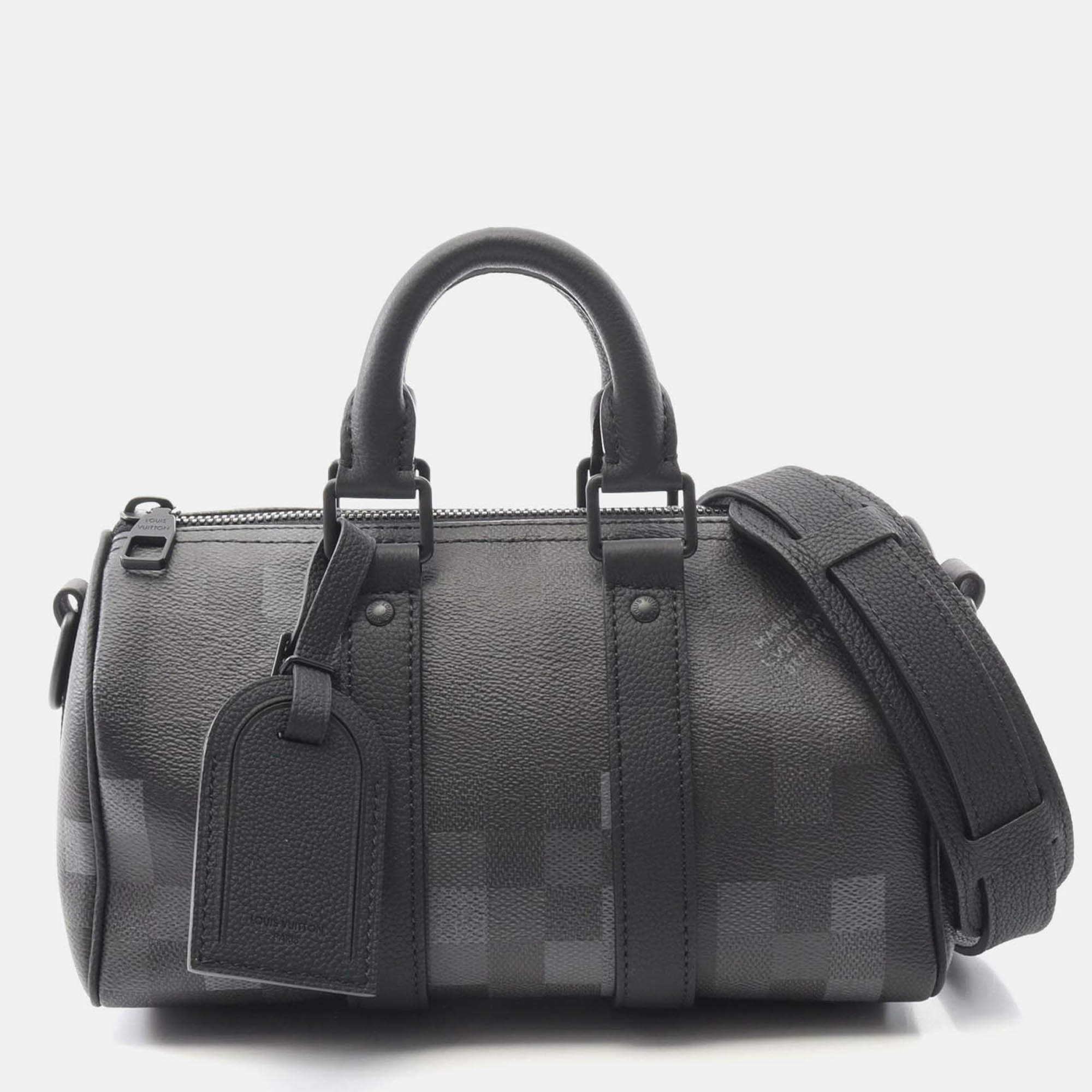 Pre Owned Louis Vuitton Keepall Bandouliere 25 Shoulder Handbag Monogram Macassar