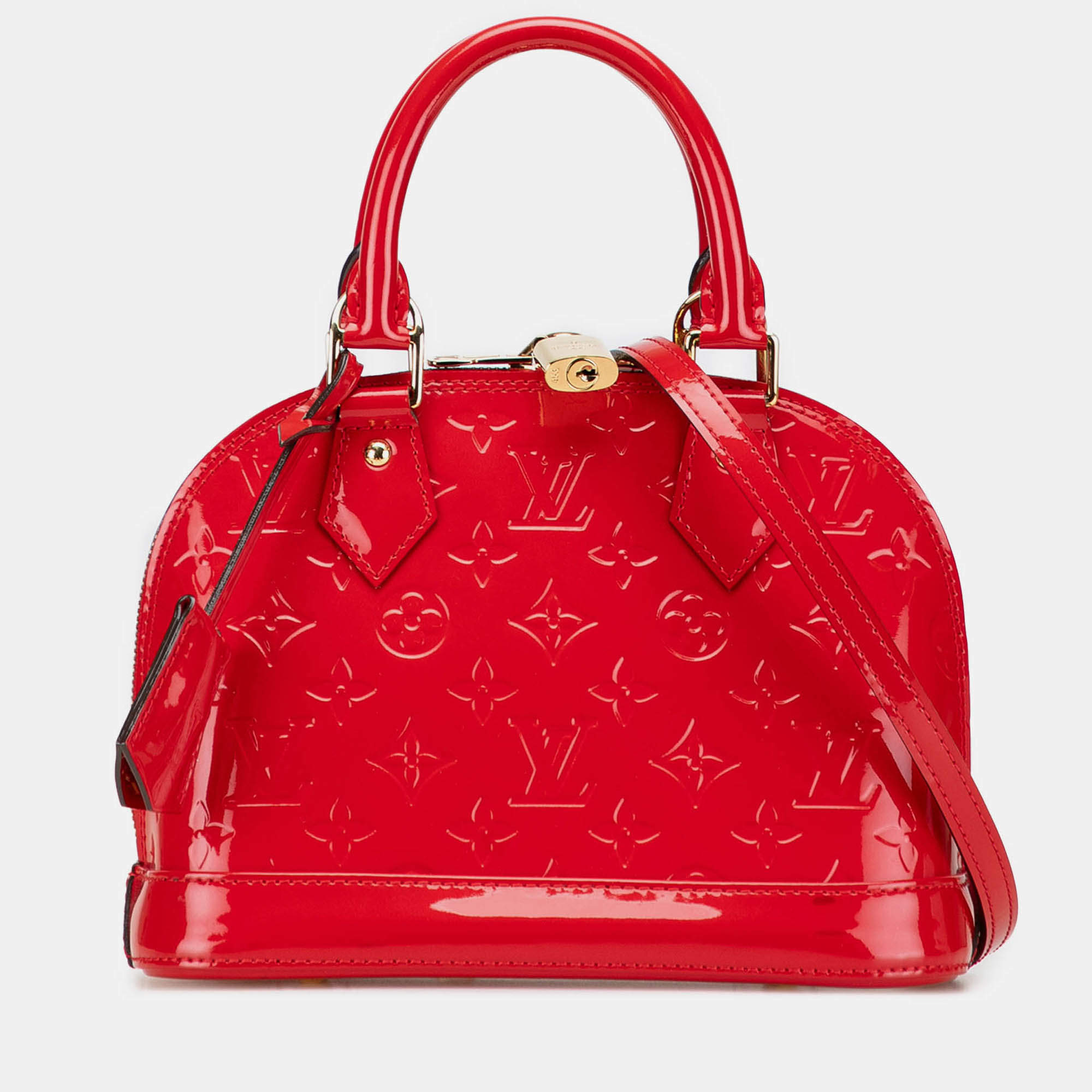 Pre Owned Louis Vuitton Red Monogram Vernis Alma BB