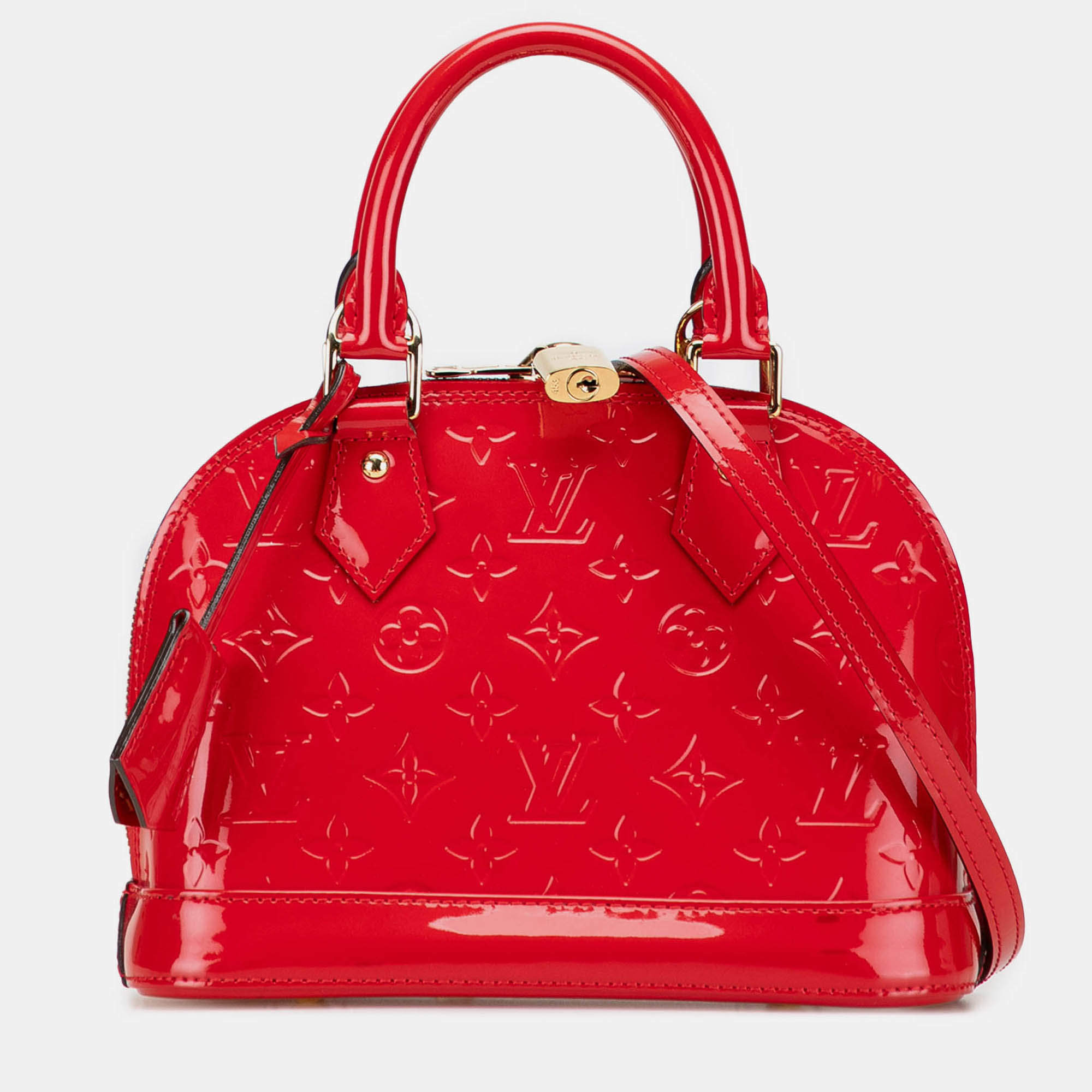Pre Owned Louis Vuitton Red Monogram Vernis Alma BB