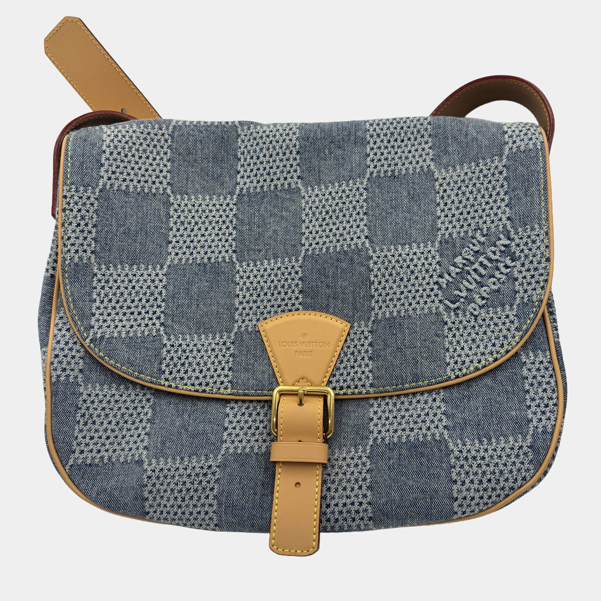 Pre Owned Louis Vuitton Blue Damier Denim Canvas 3D