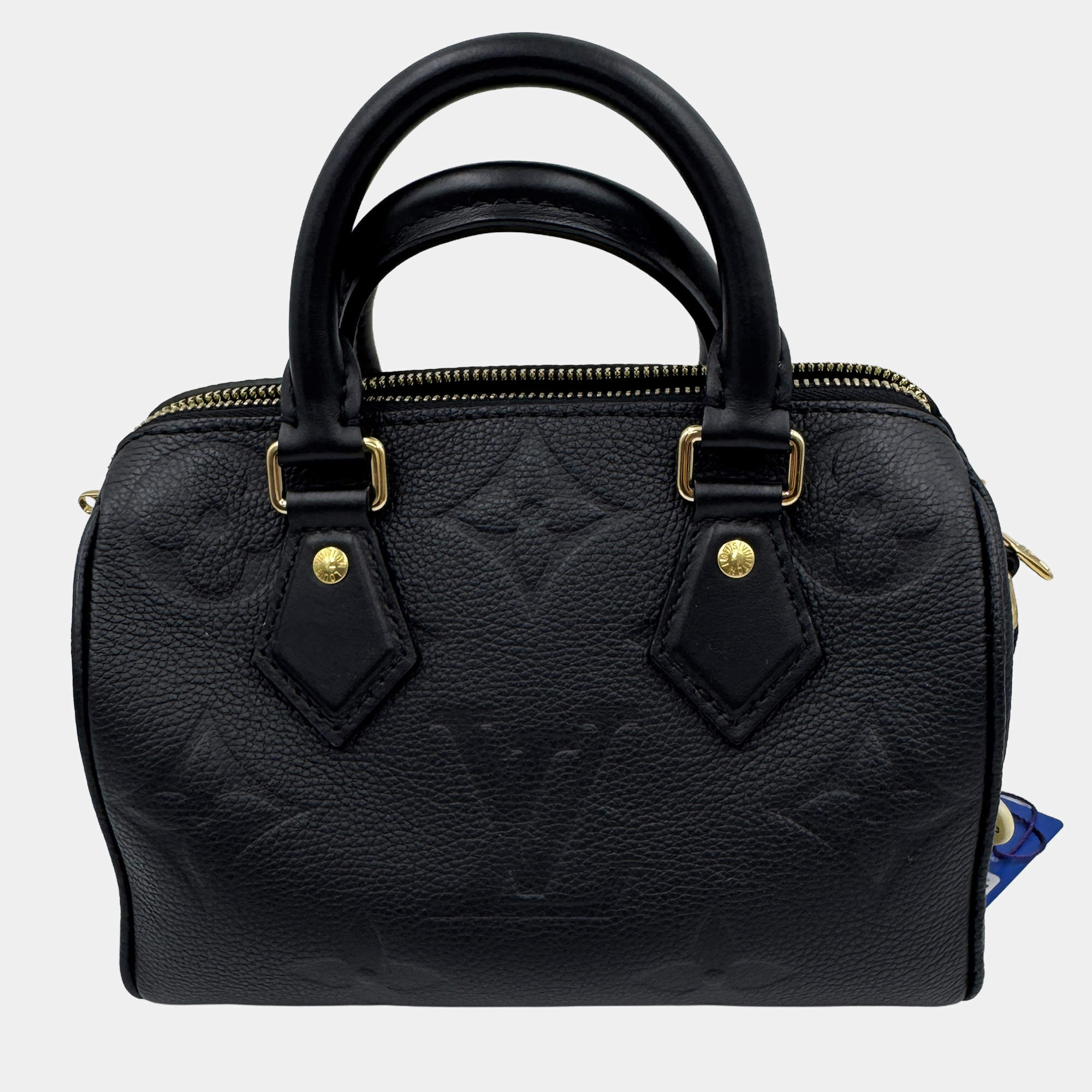 Pre Owned Louis Vuitton Speedy Bandouliere 20 Black Monogram Empreinte Giant Leather Shoulder Bag