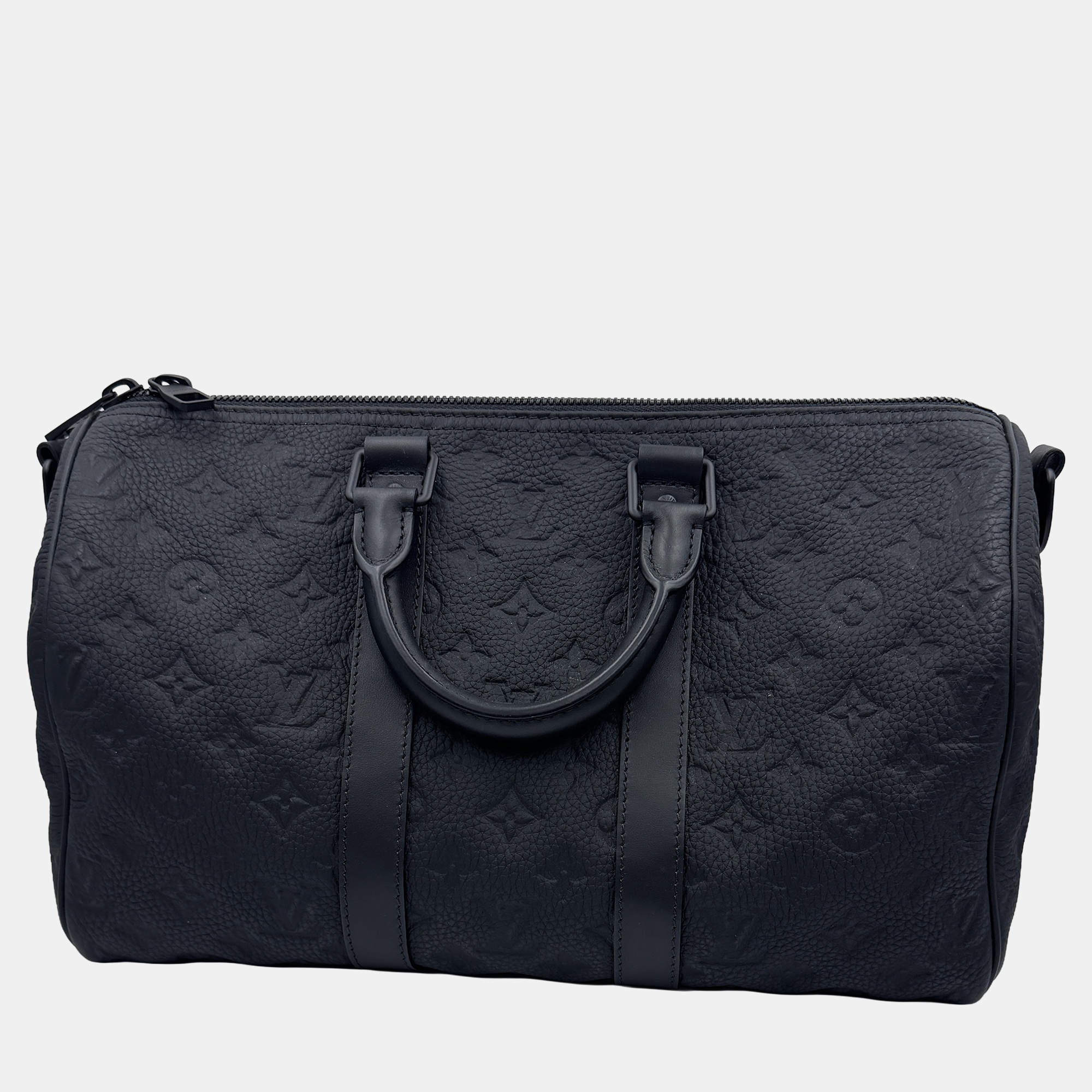 Pre Owned Louis Black Vuitton Monogram Taurillon Keepall Bandouliere 35 Bag