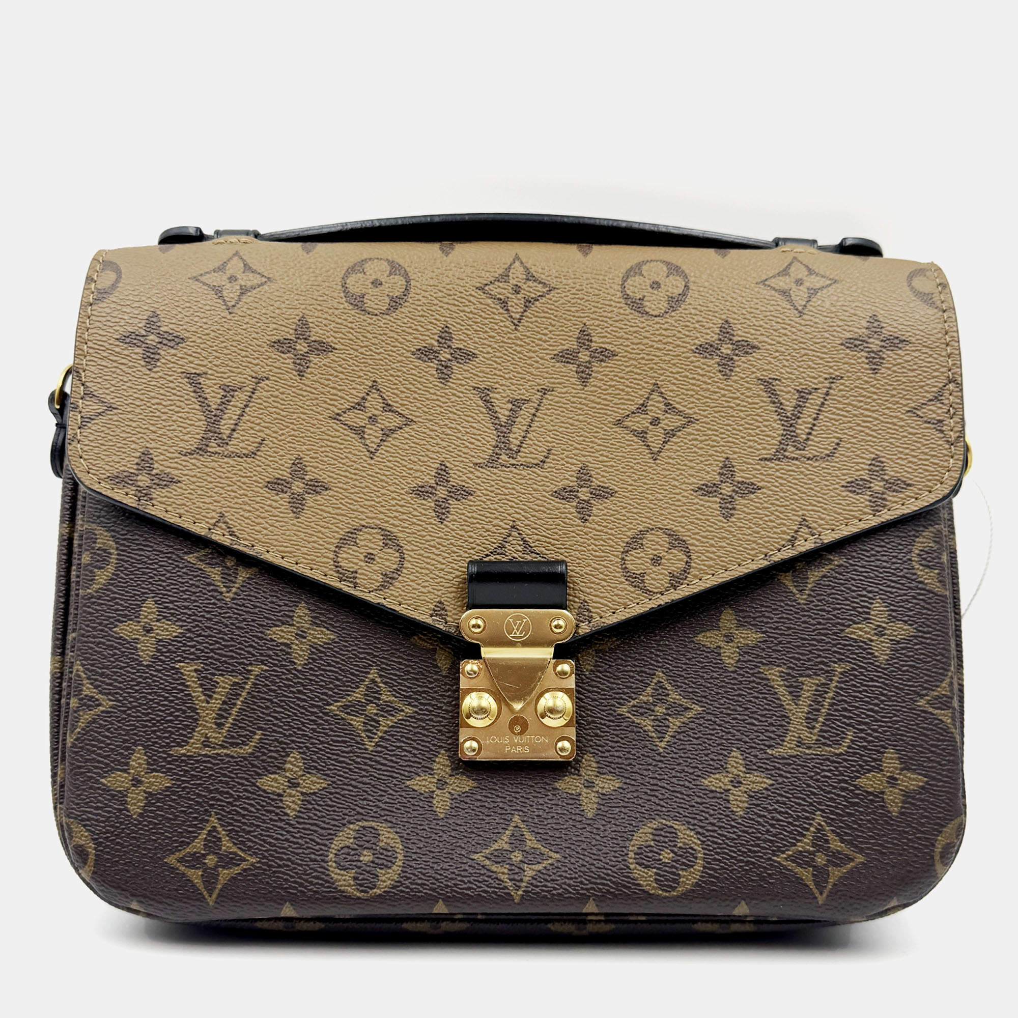 Pre Owned Louis Vuitton Pochette Metis MM Brown Monogram Reverse Crossbody Bag