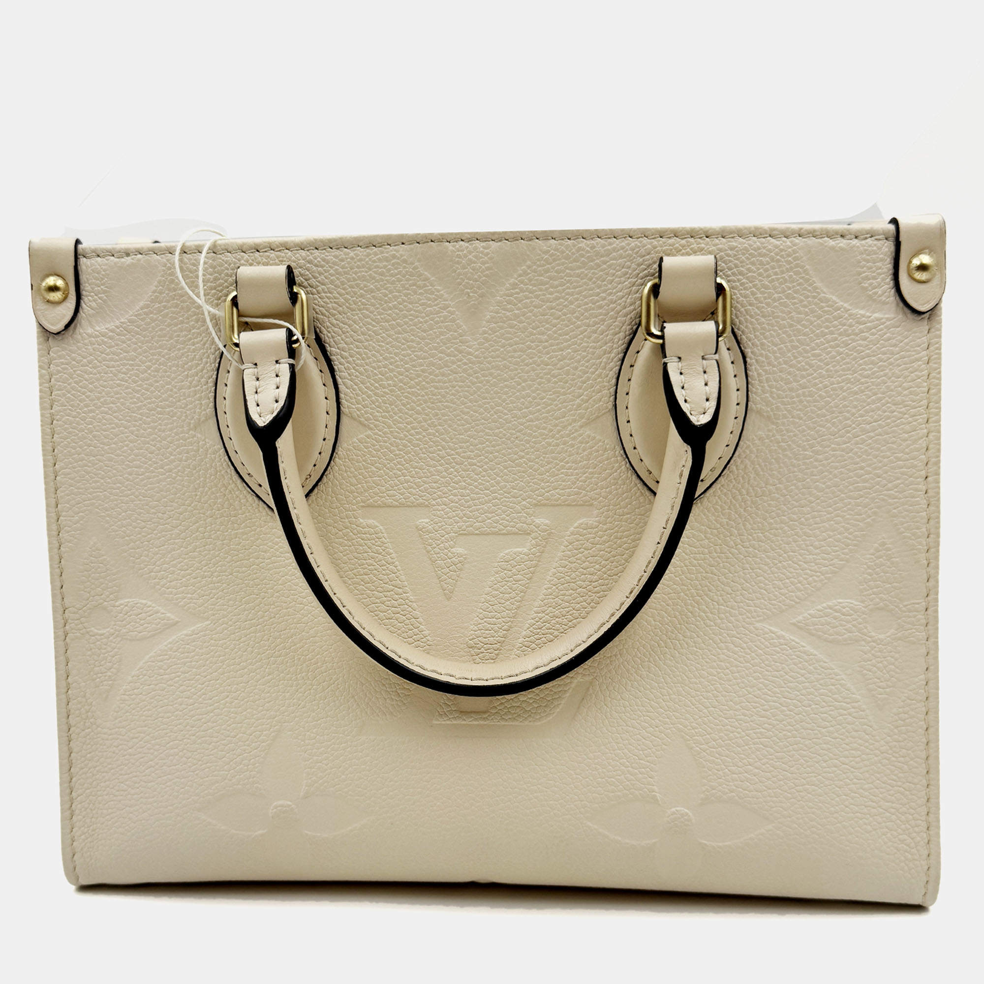 Pre Owned Louis Vuitton Onthego white Monogram Empreinte Leather Size PM