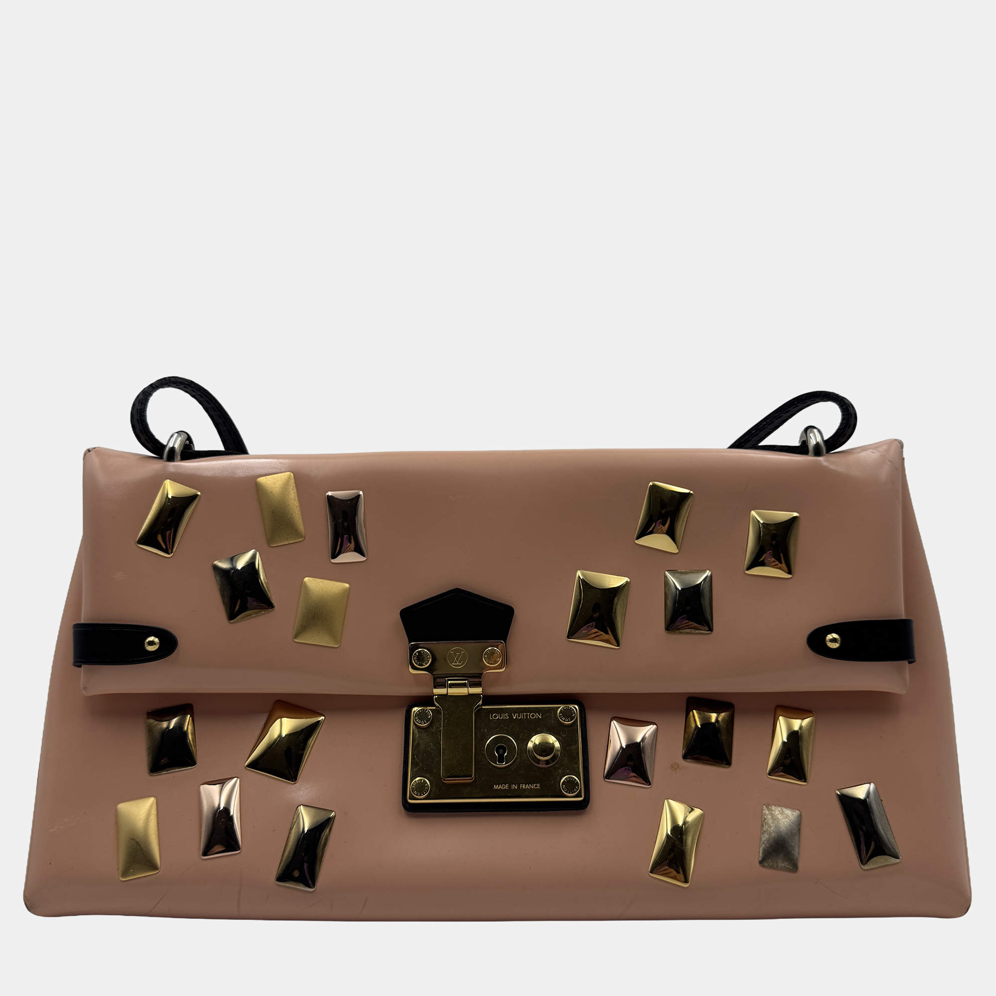 Pre Owned Louis Vuittong LV studded Brown patent leather bag