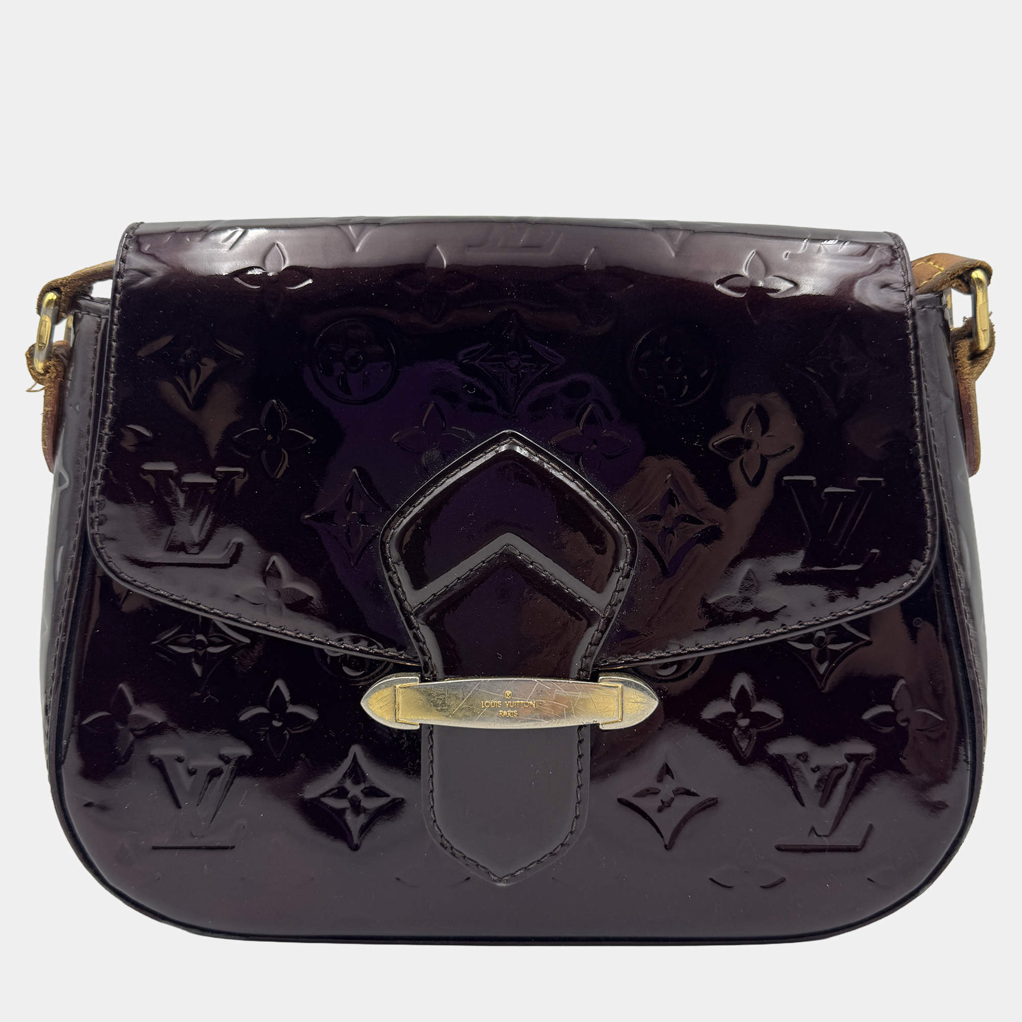 Pre Owned Louis Vuitton Amarante Monogram Vernis Leather Bellflower GM Bag