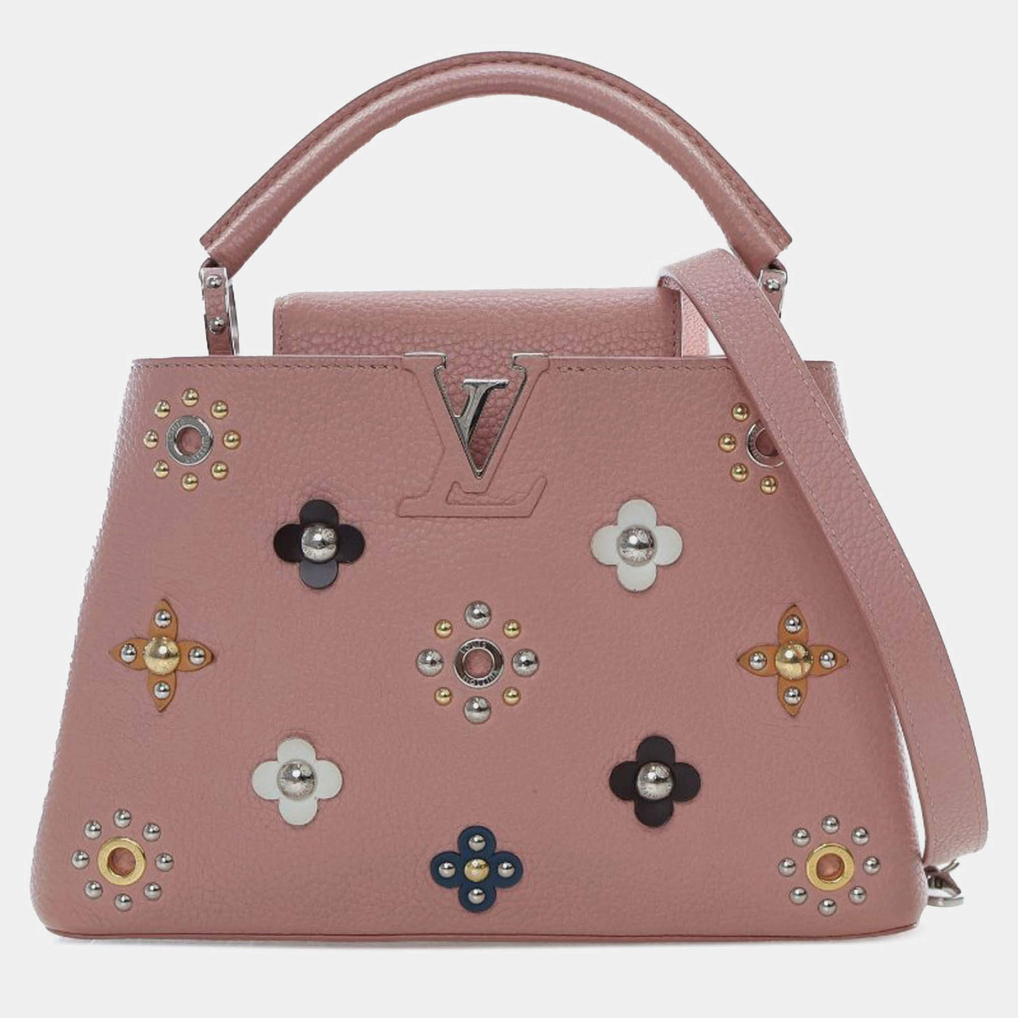 Pre Owned Louis Vuitton Pink Taurillon Mechanical Flowers Capucines BB