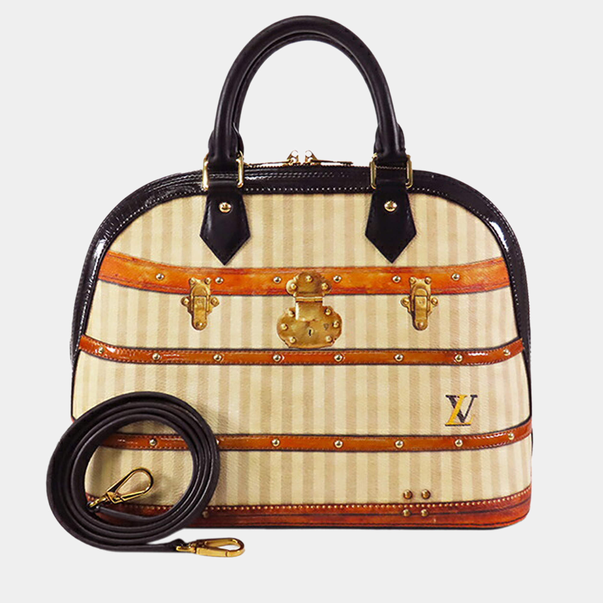 Pre Owned Louis Vuitton Beige Brown Transformed Canvas Time Trunk Alma PM
