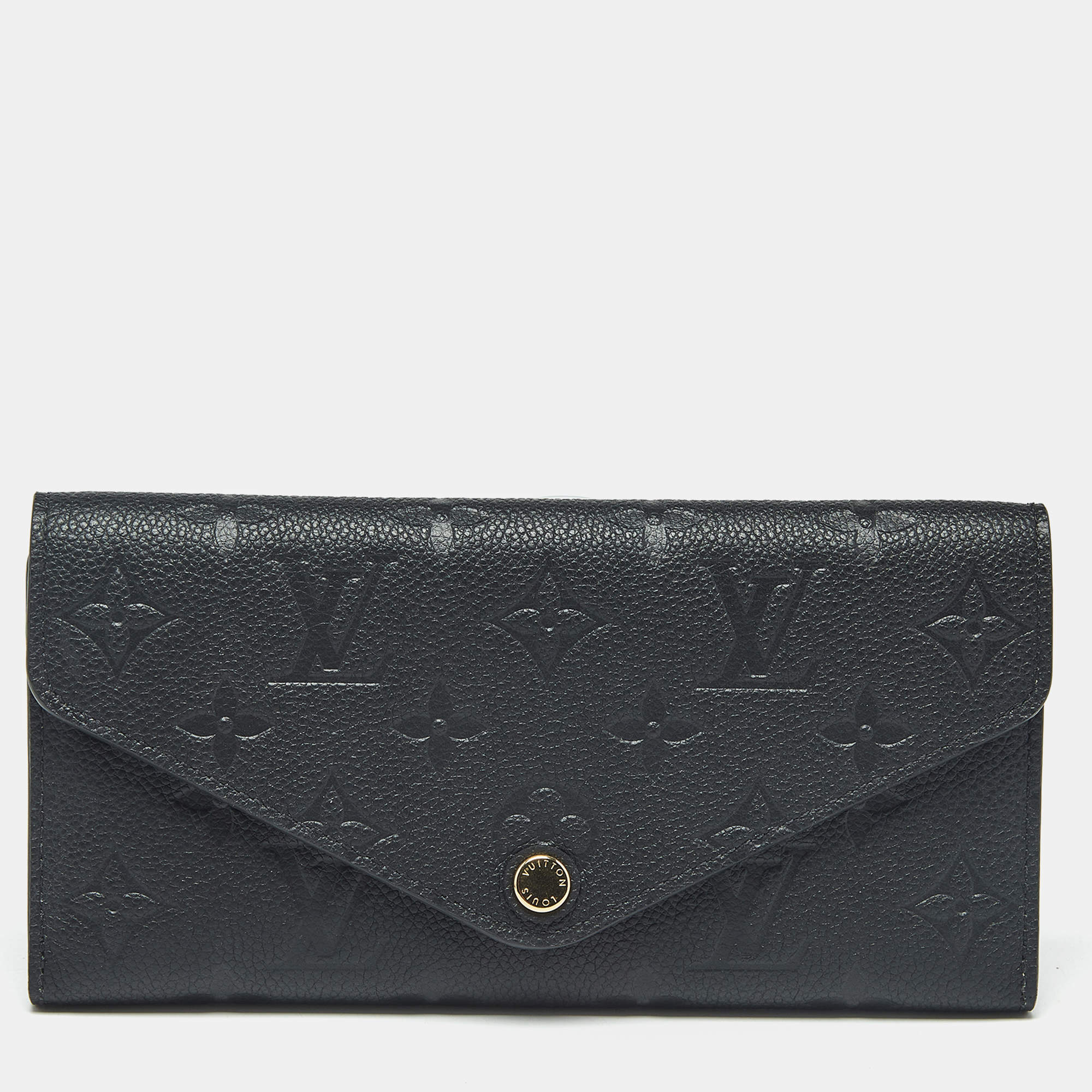 Pre Owned Louis Vuitton Black Monogram Empreinte Leather Josephine Wallet
