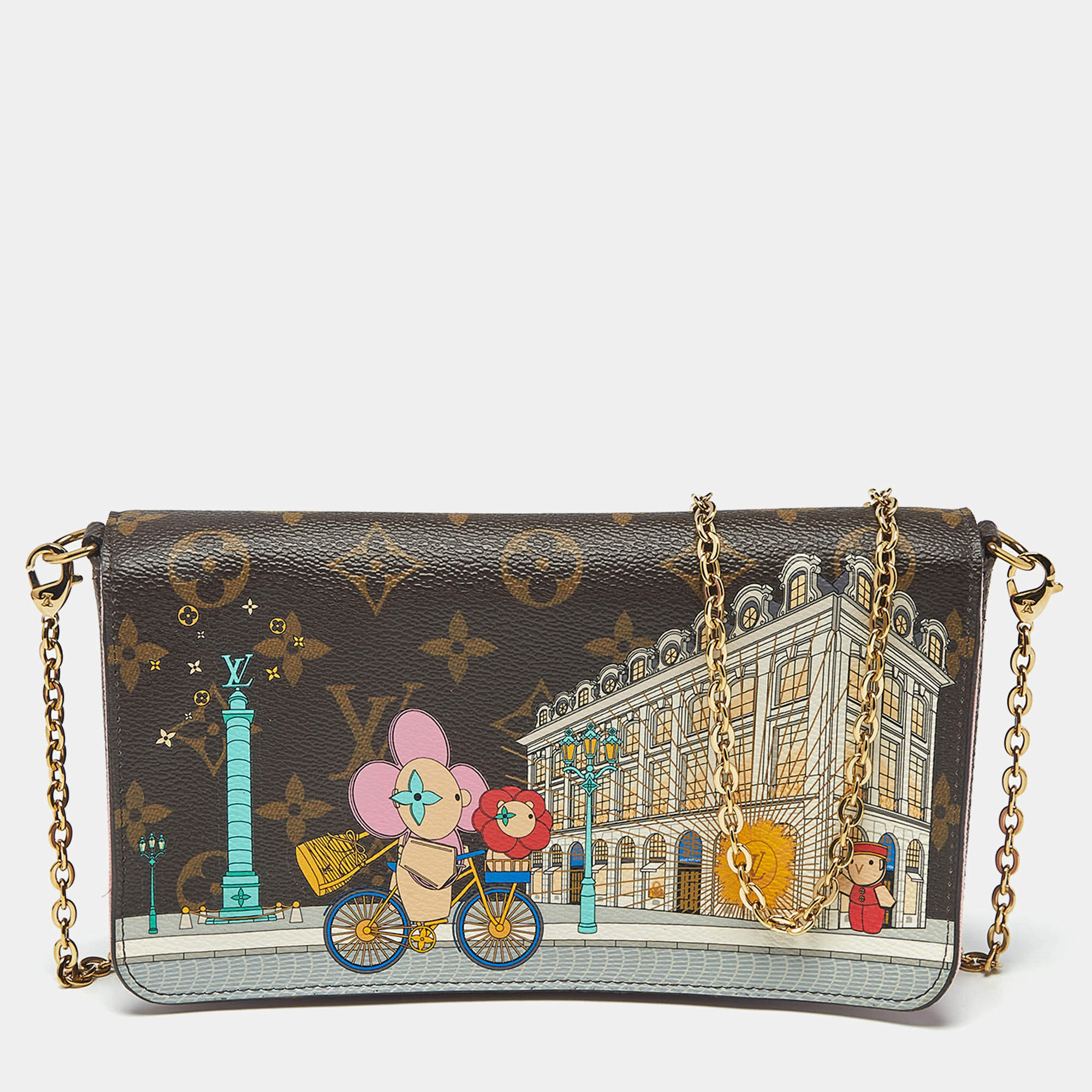 Pre Owned Louis Vuitton Monogram Canvas Christmas Animation Paris Pochette Felicie Bag