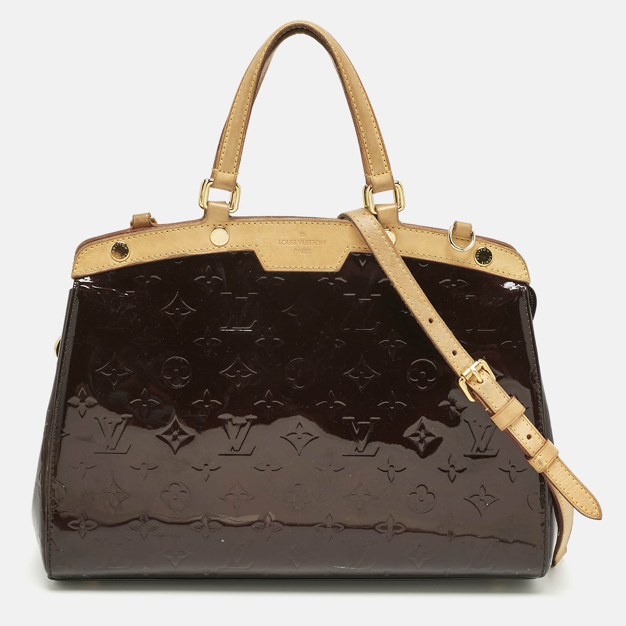 Pre Owned Louis Vuitton Amarante Monogram Vernis Brea MM Bag