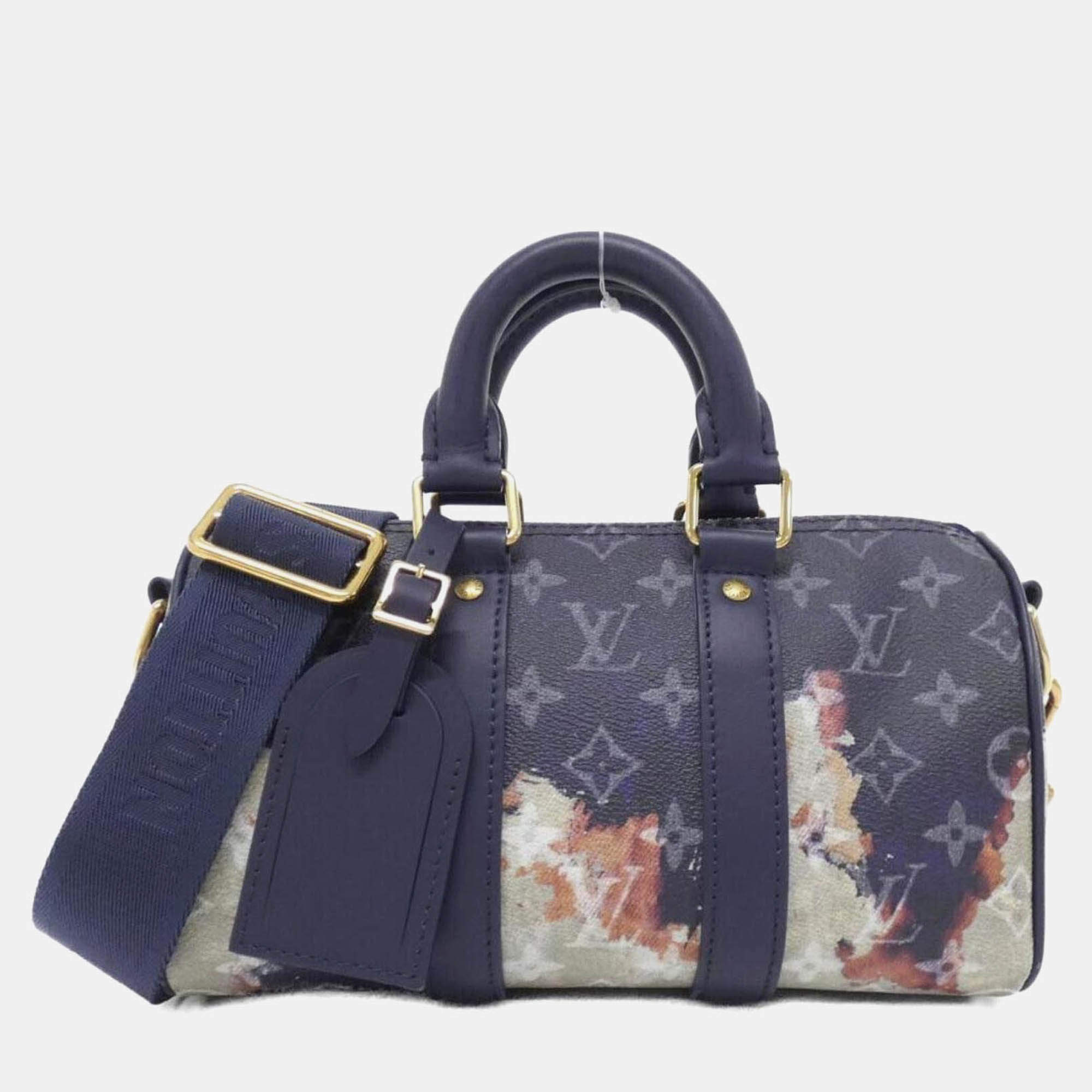 Pre Owned Louis Vuitton Keepall Bandouliere 25 Ancre, Blue Monogram Bleach Canvas Boston Bag