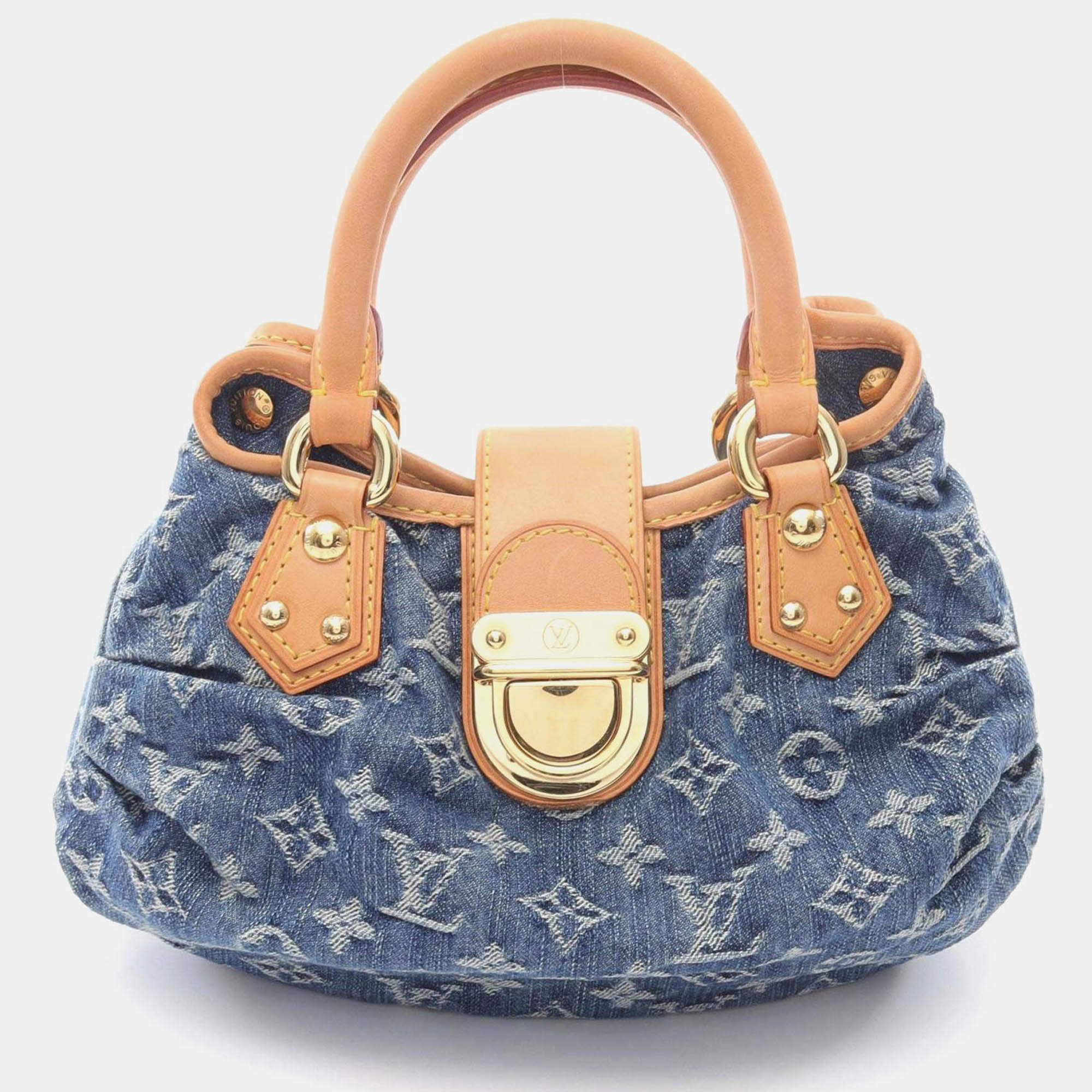 Pre Owned Louis Vuitton Pretty Denim Monogram Blue Canvas and Leather Handbag