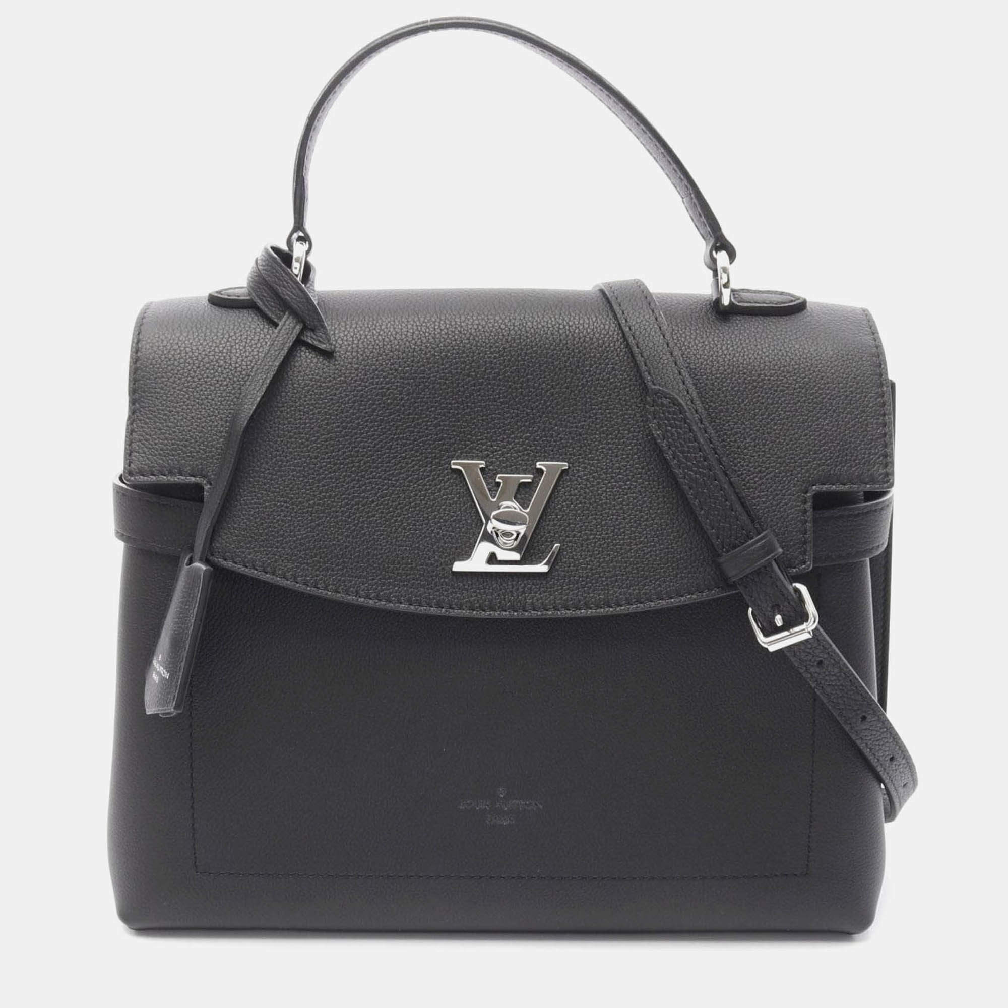 Pre Owned Louis Vuitton Rock Me Ever MM Black Leather Top Handle Bag