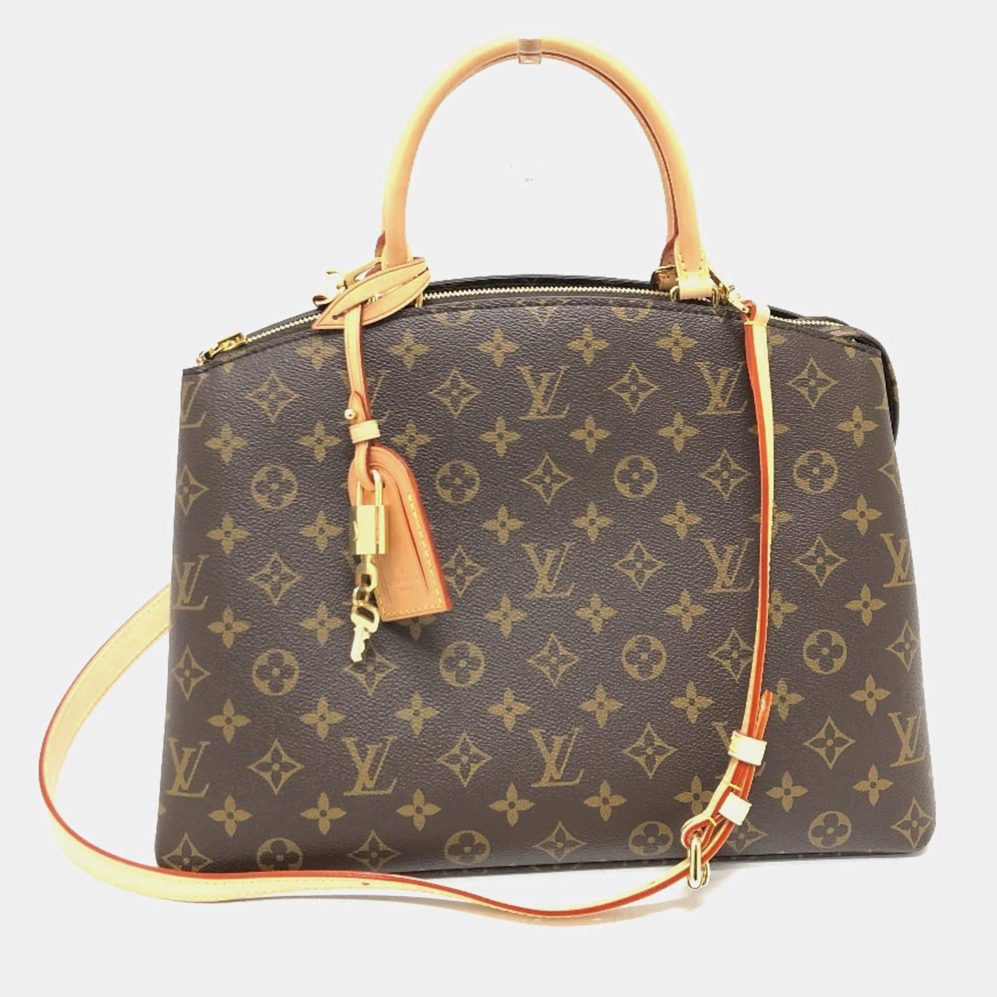 Pre Owned Louis Vuitton Grand Palais MM Brown Monogram Canvas Top Handle Bag