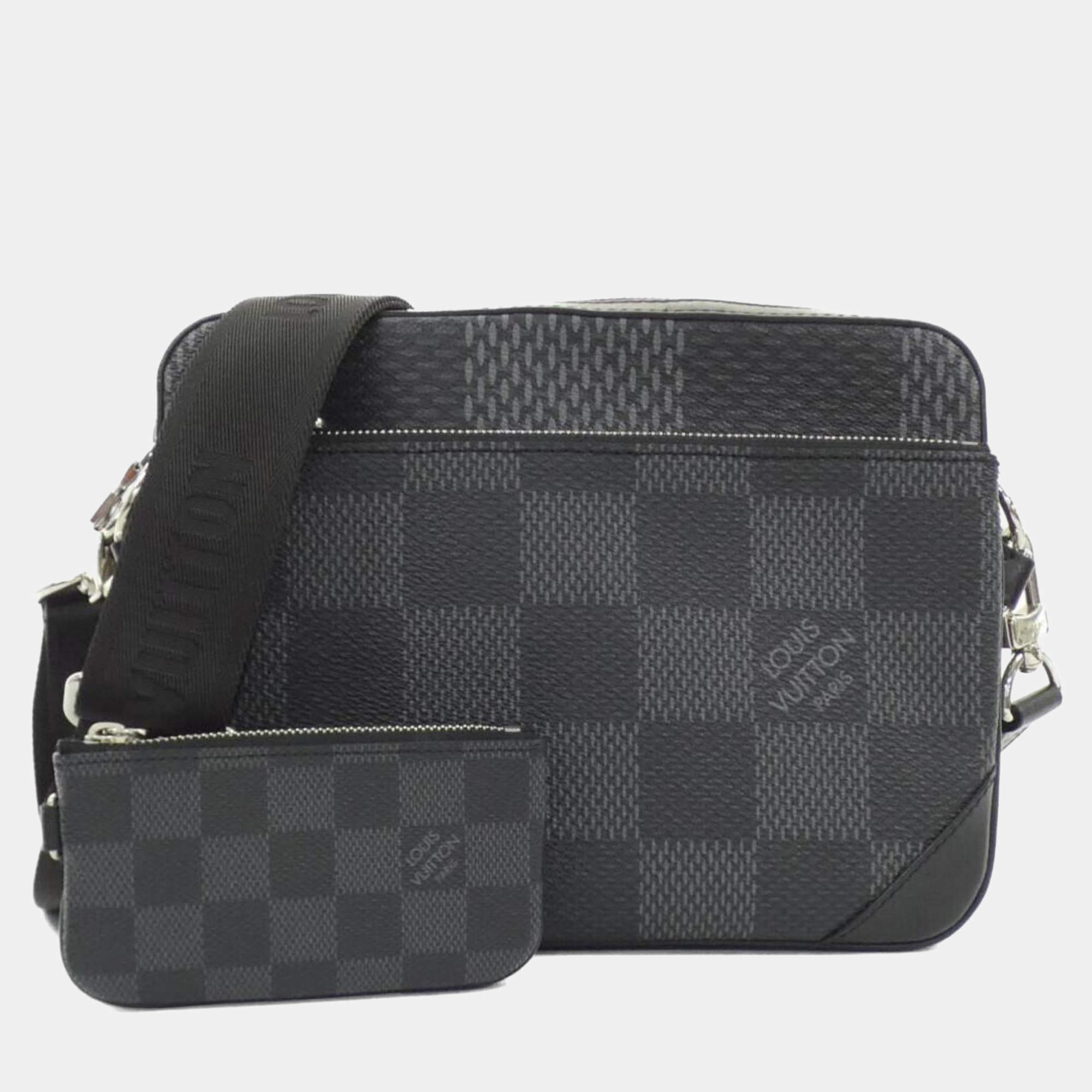 Pre Owned Louis Vuitton Trio Damier Graphite Shoulder Bag