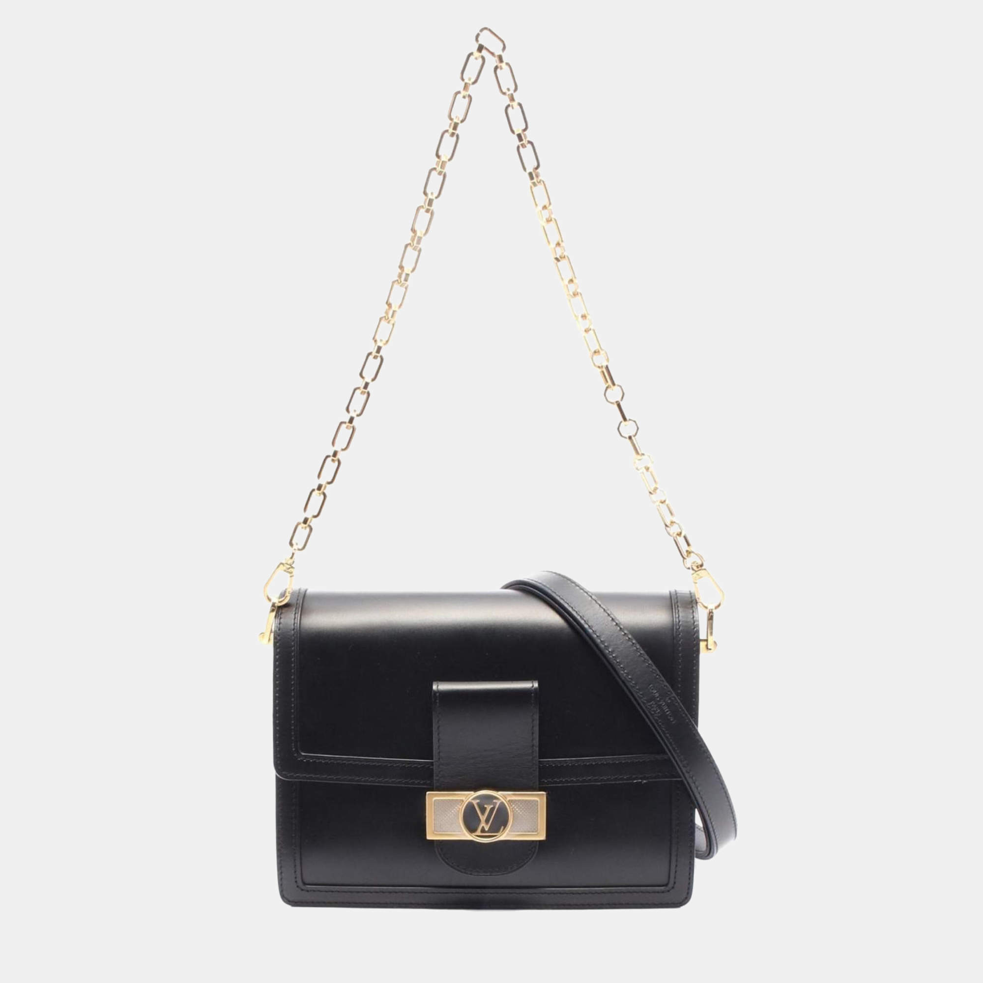 Pre Owned Louis Vuitton Dauphine MM Noir Leather Shoulder Bag
