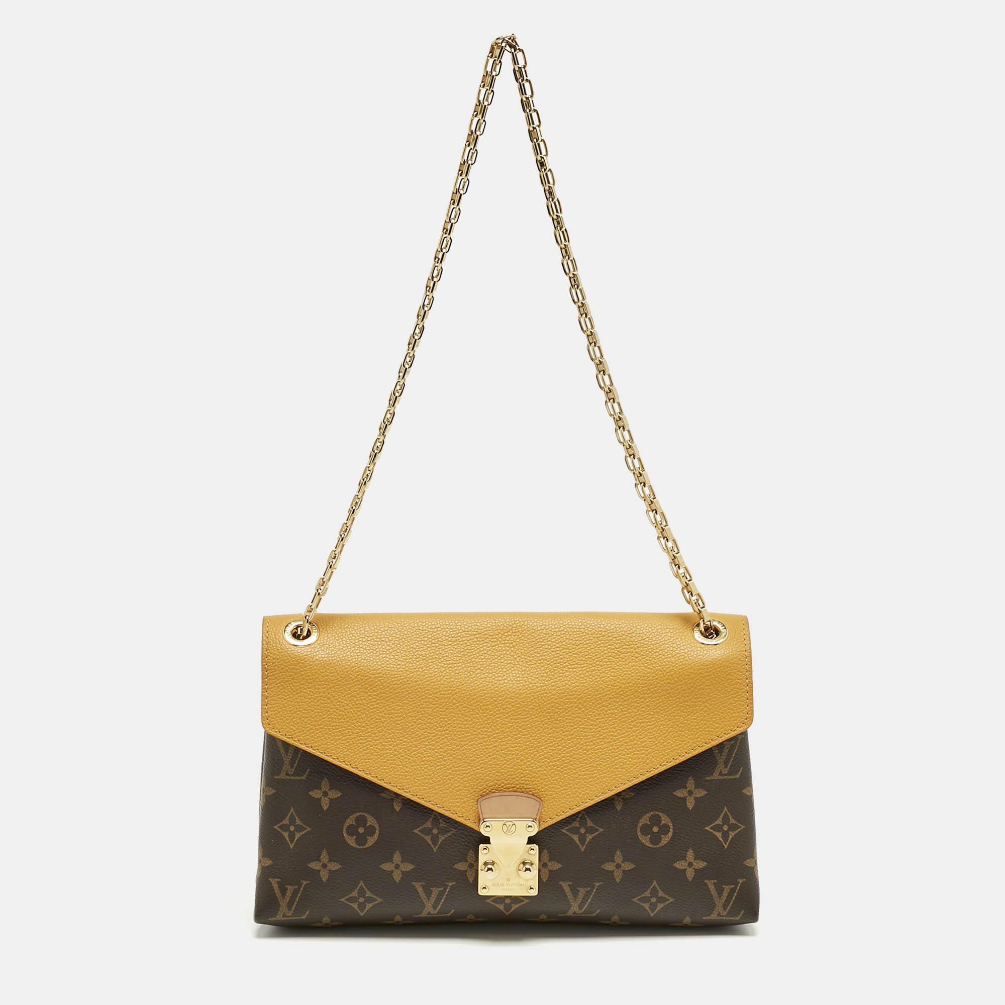 Pre Owned Louis Vuitton Safran Monogram Canvas Pallas Chain Bag