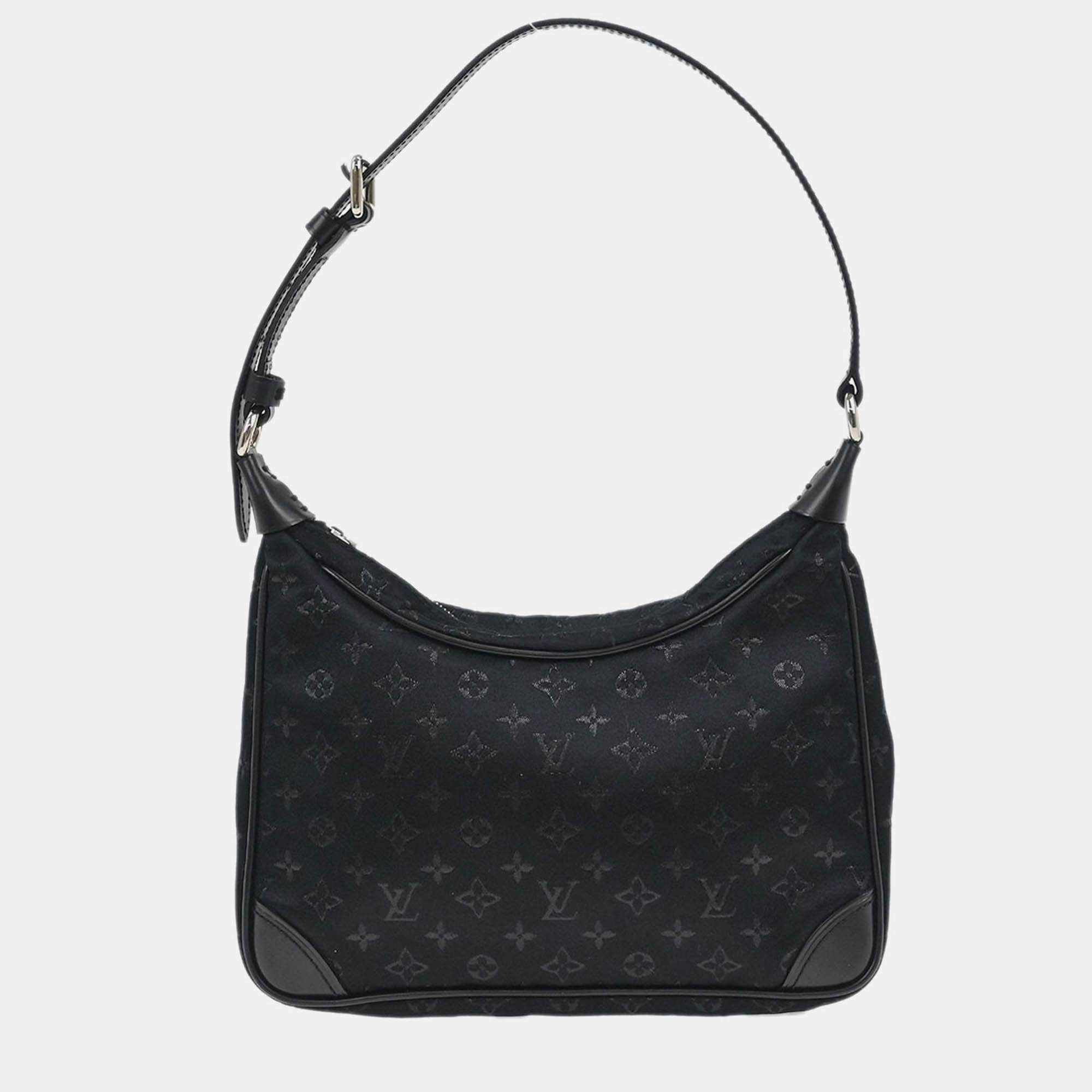 Pre Owned Louis Vuitton Black Monogram Satin Little Boulogne Handbag