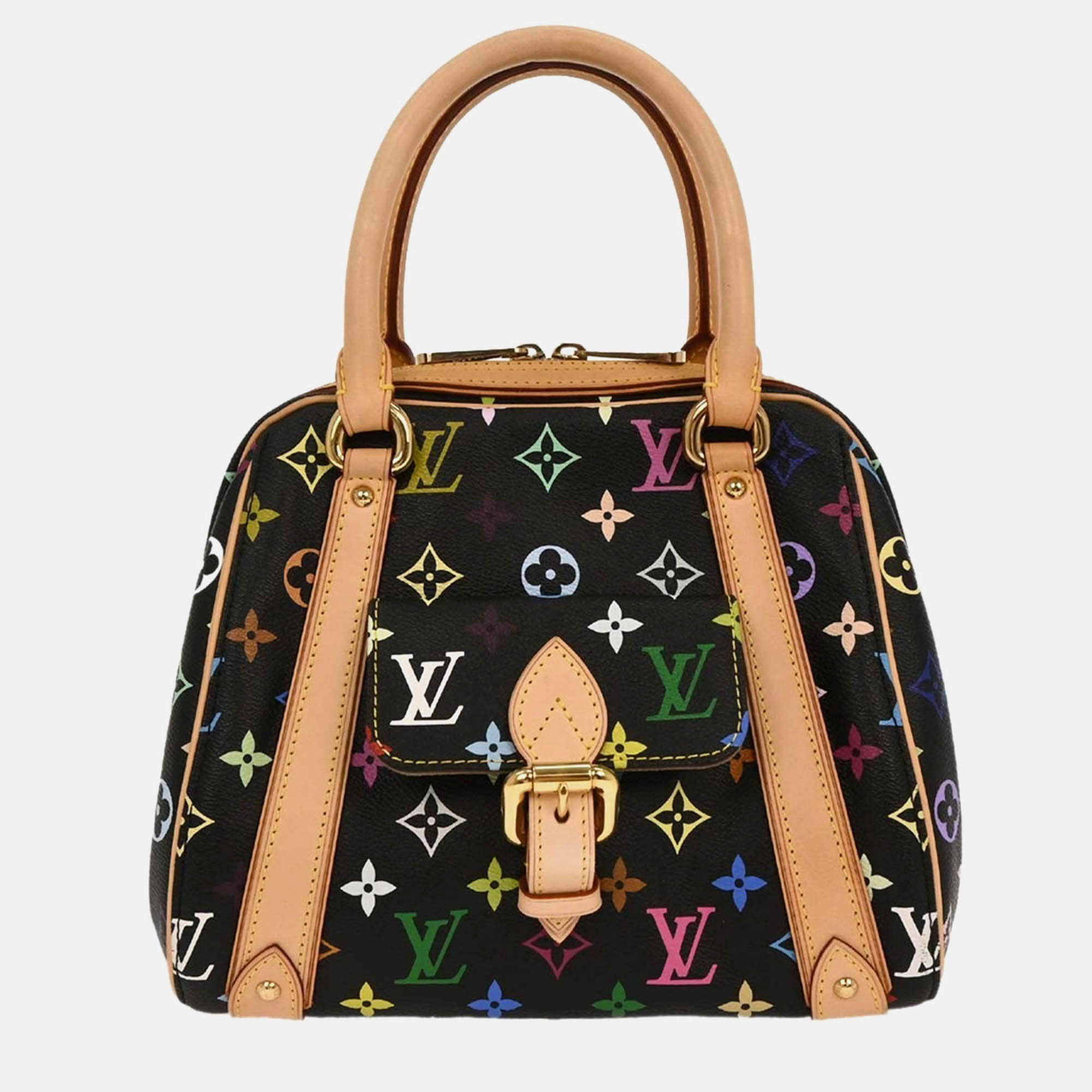 Pre Owned Louis Vuitton Priscilla Black Monogram Multicolor Handbag