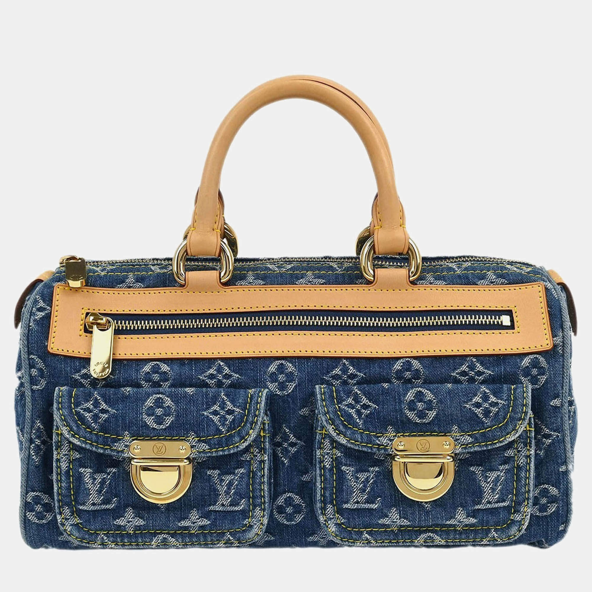 Pre Owned Louis Vuitton Neo Speedy Blue Monogram Denim Handbag