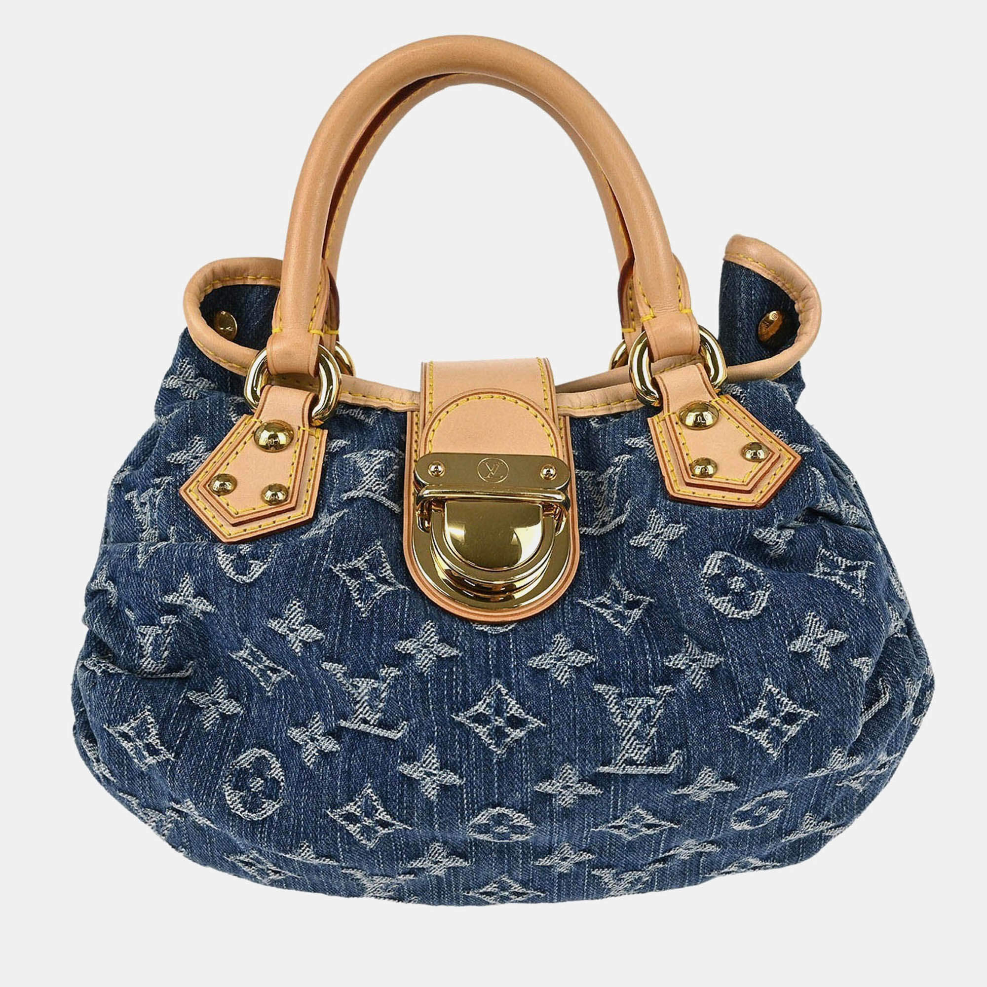 Pre Owned Louis Vuitton Pleaty Blue Monogram Denim Handbag
