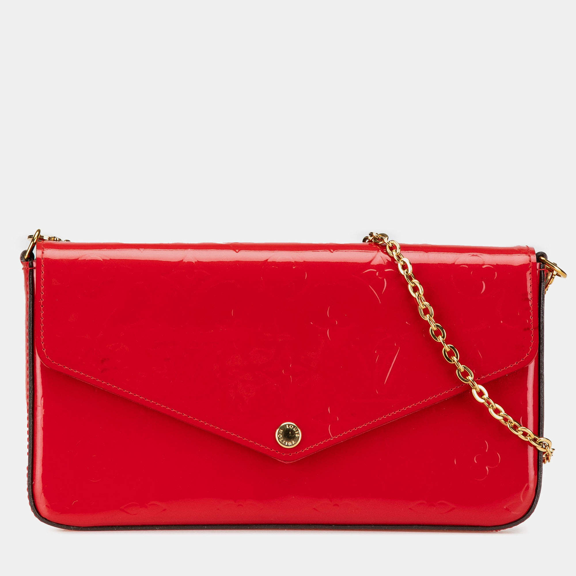 Pre Owned Louis Vuitton Red Monogram Vernis Pochette Felicie