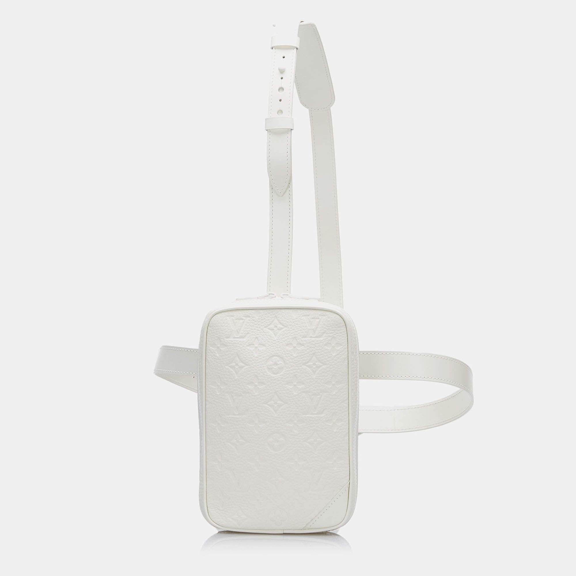 Pre Owned Louis Vuitton White Monogram Taurillon Utility Side 