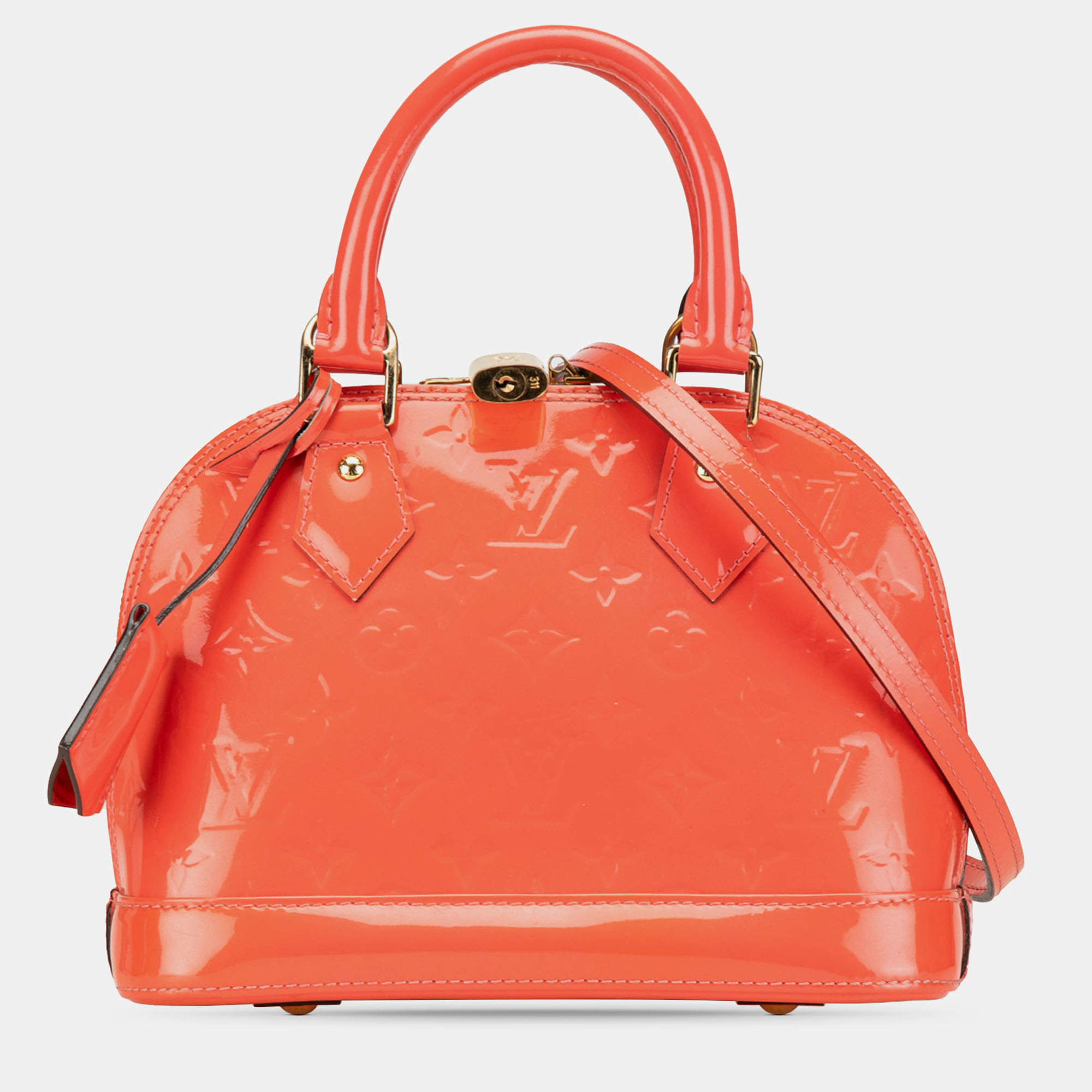 Pre Owned Louis Vuitton Orange Monogram Vernis Alma BB