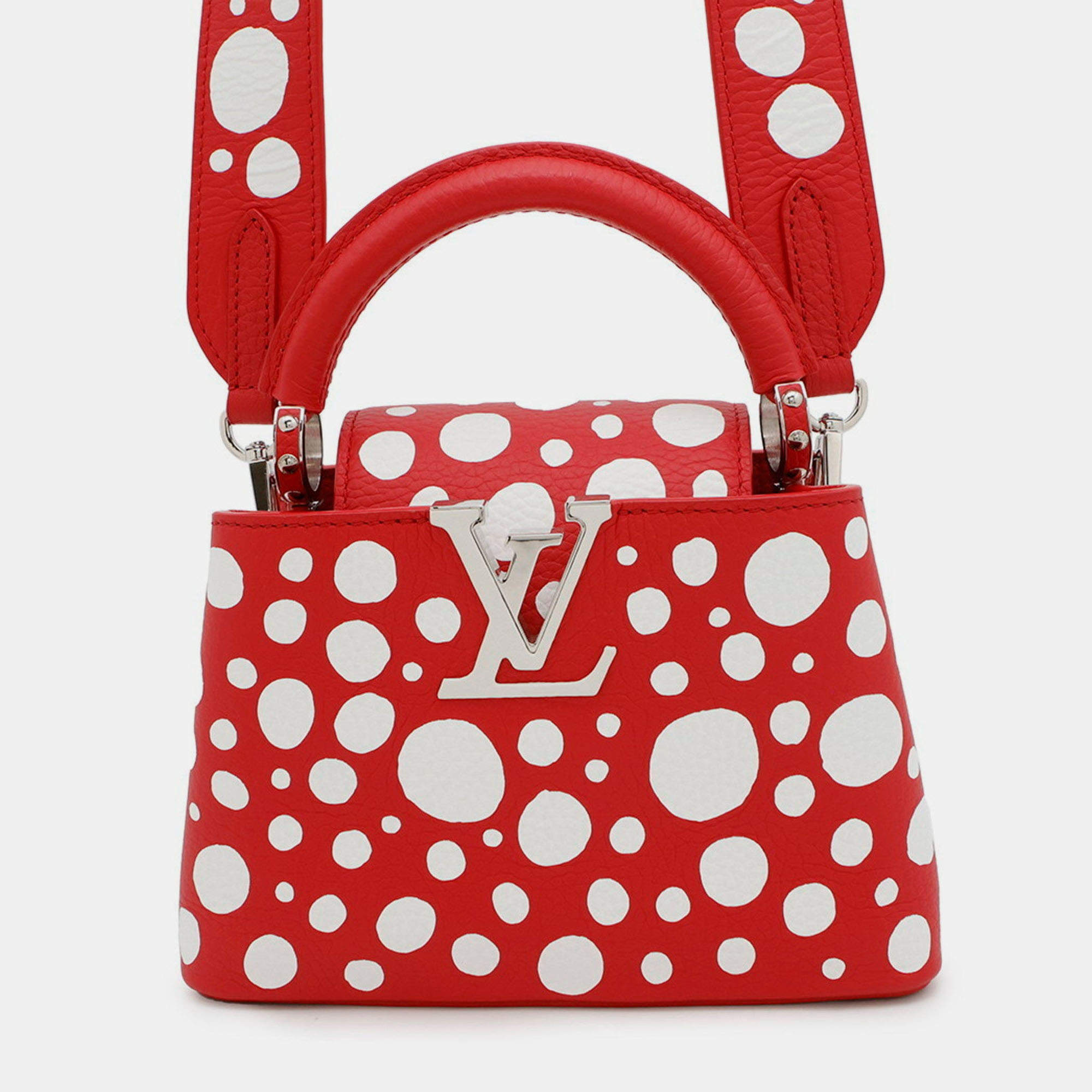 Pre Owned Louis Vuitton Capucines Red Infinity Dot Leather Shoulder Bag