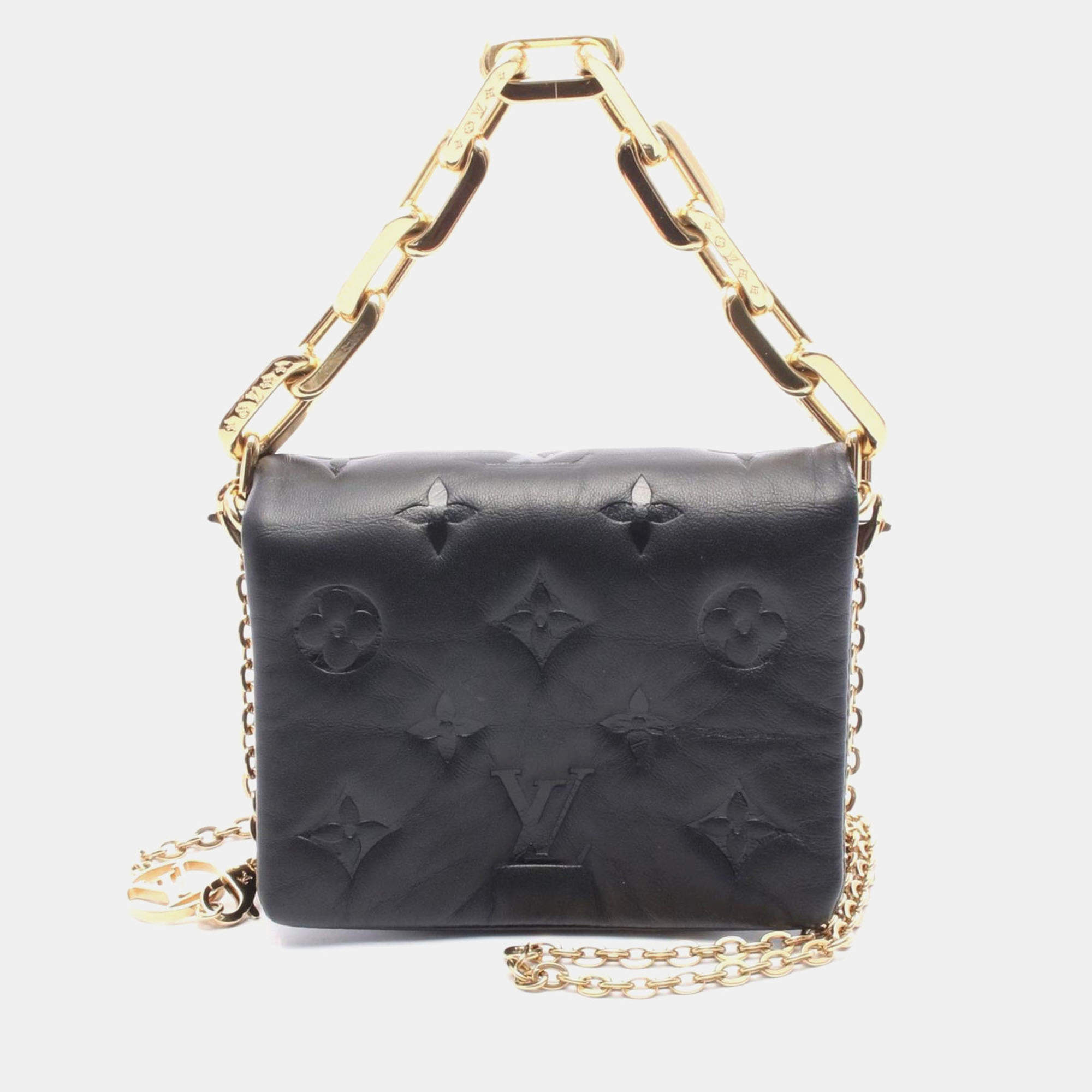 Pre Owned Louis Vuitton Coussin Black Leather Belt Bag